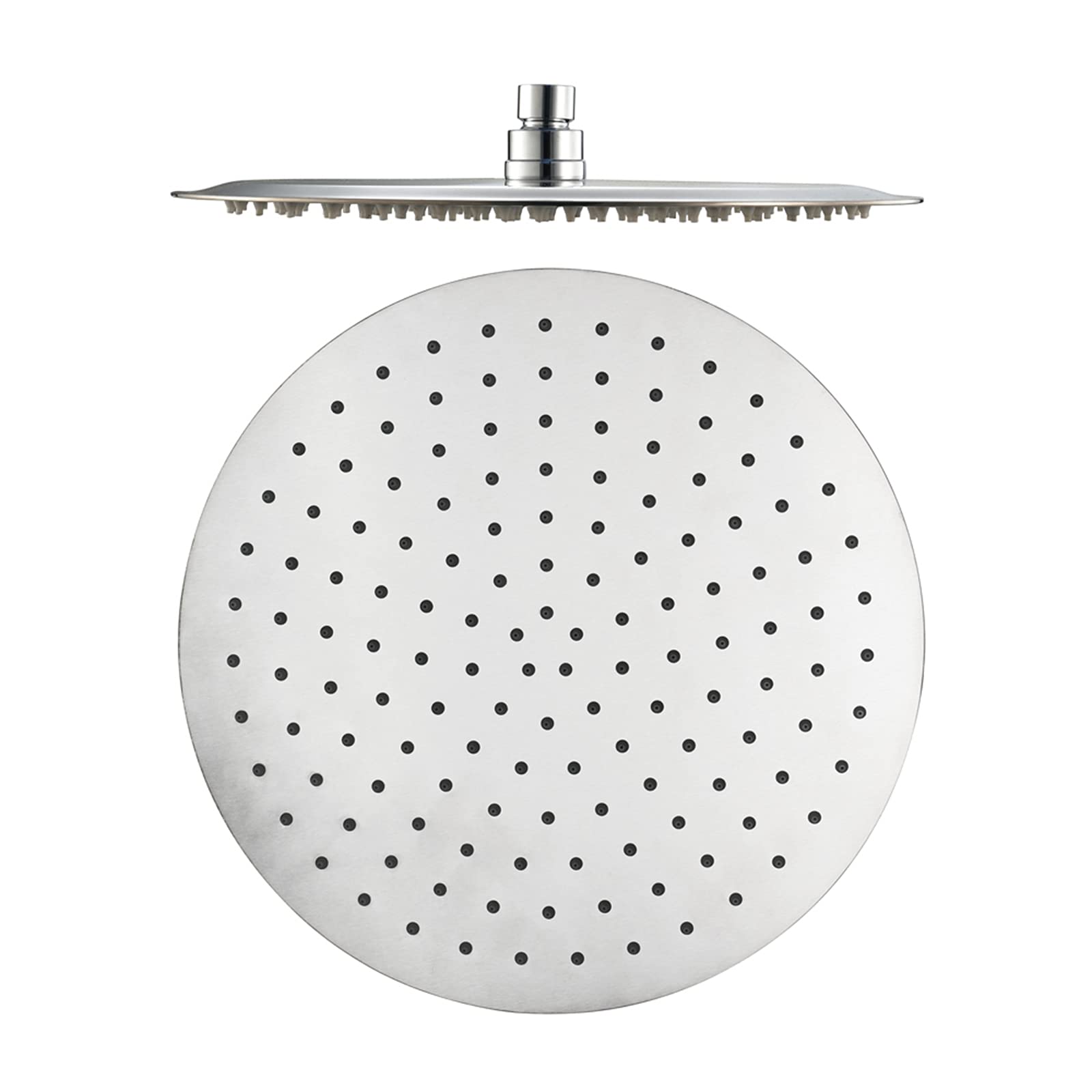 16 Inch Stainless Steel Rain Shower Head - High Pressure Rainfall Showerhead with Ultra-Thin Design, Full Body Coverage & Easy-Clean Silicone Nozzles - Chrome Finish Round Showerhead for Spa-Like Bathroom Experience (Perfect for Master Bath, Luxury Hotels and Relaxing Showers)