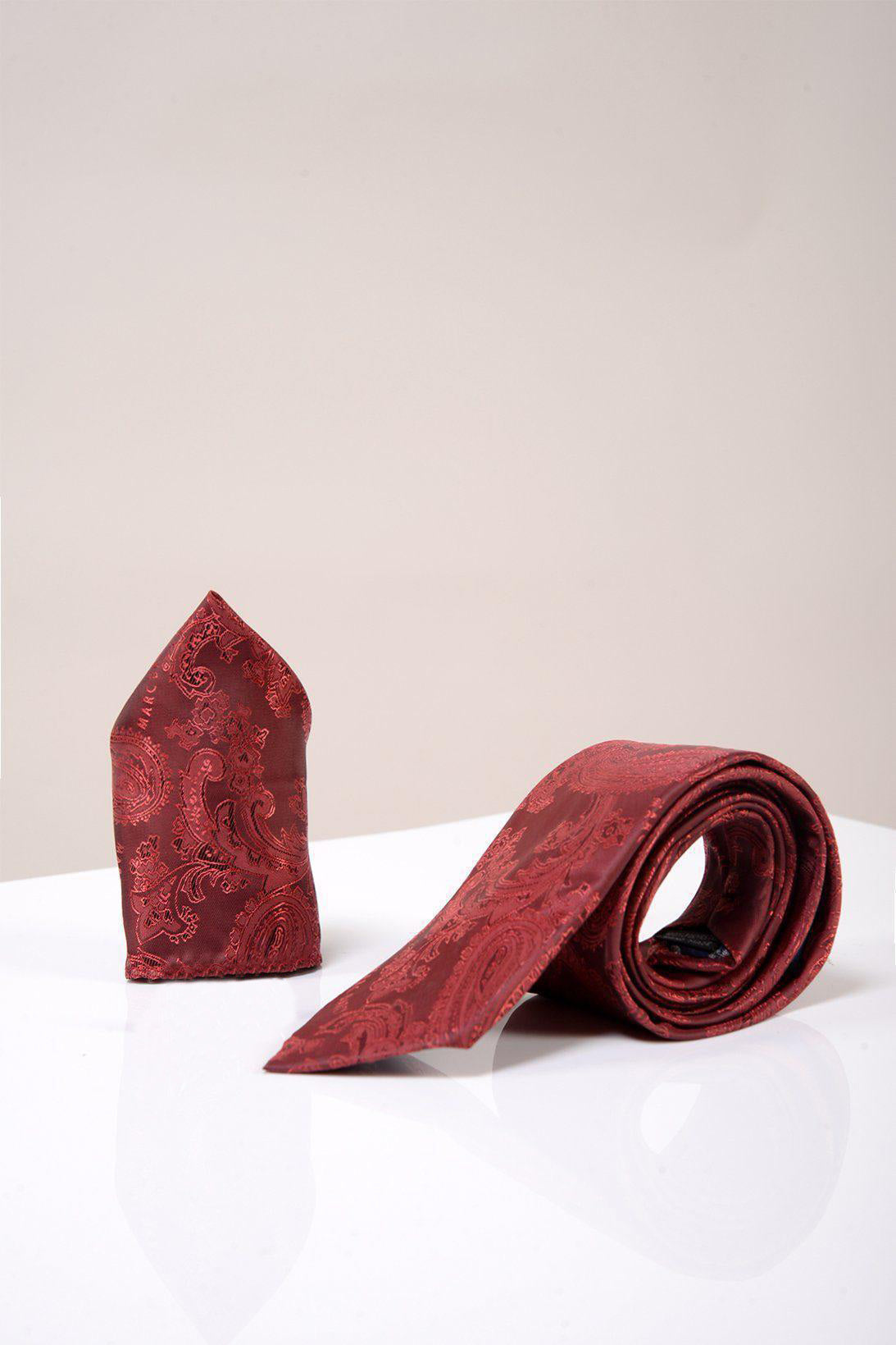 MD PAISLEY Wine Paisley Silk Tie and Pocket Square Set for Men - Perfect for Weddings, Business Meetings & Formal Occasions