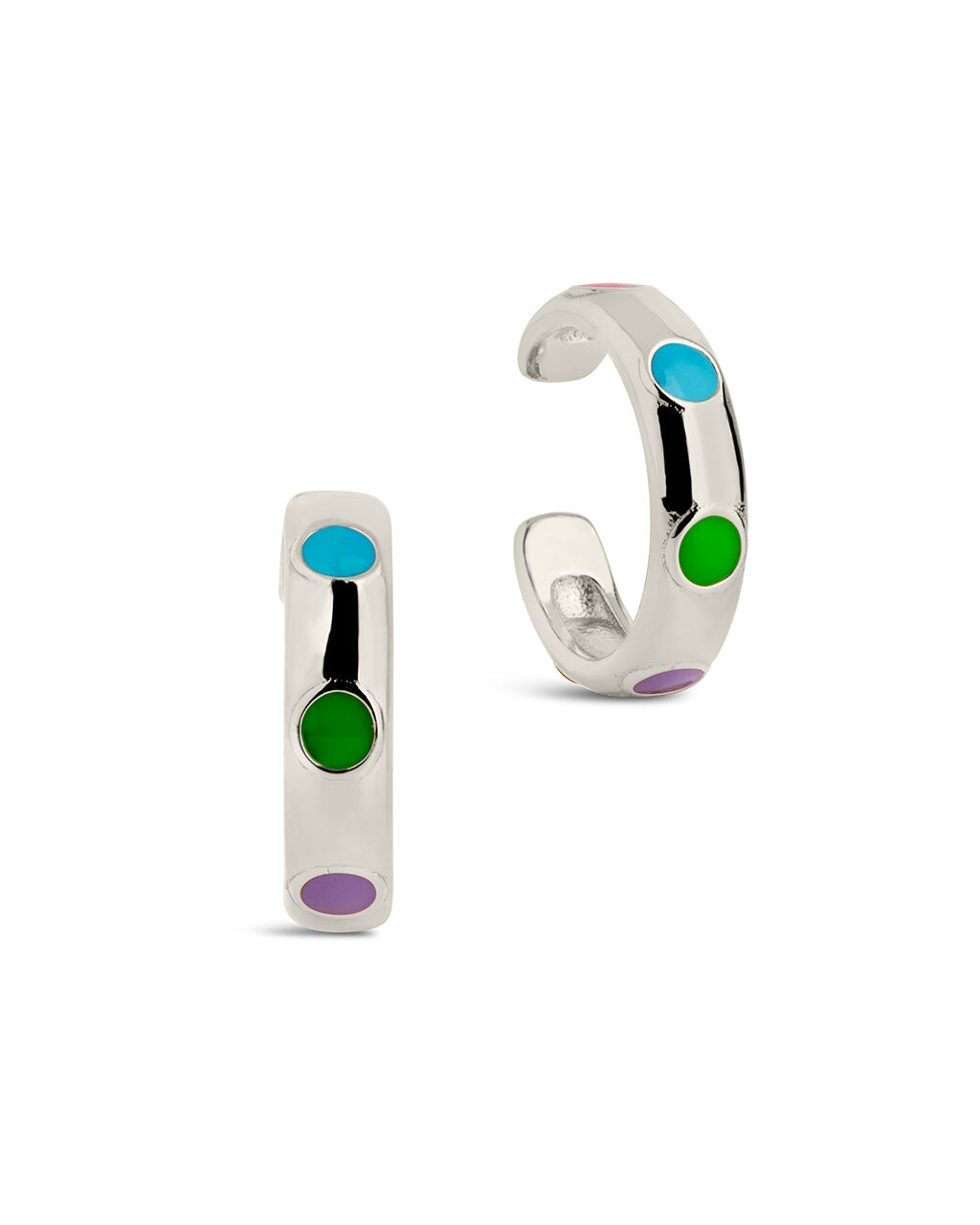Sterling Silver Truvy Enamel Ear Cuff Set of 2 - Trendy Boho Ear Cuffs for Women, Perfect for Parties, Weddings & Everyday Wear