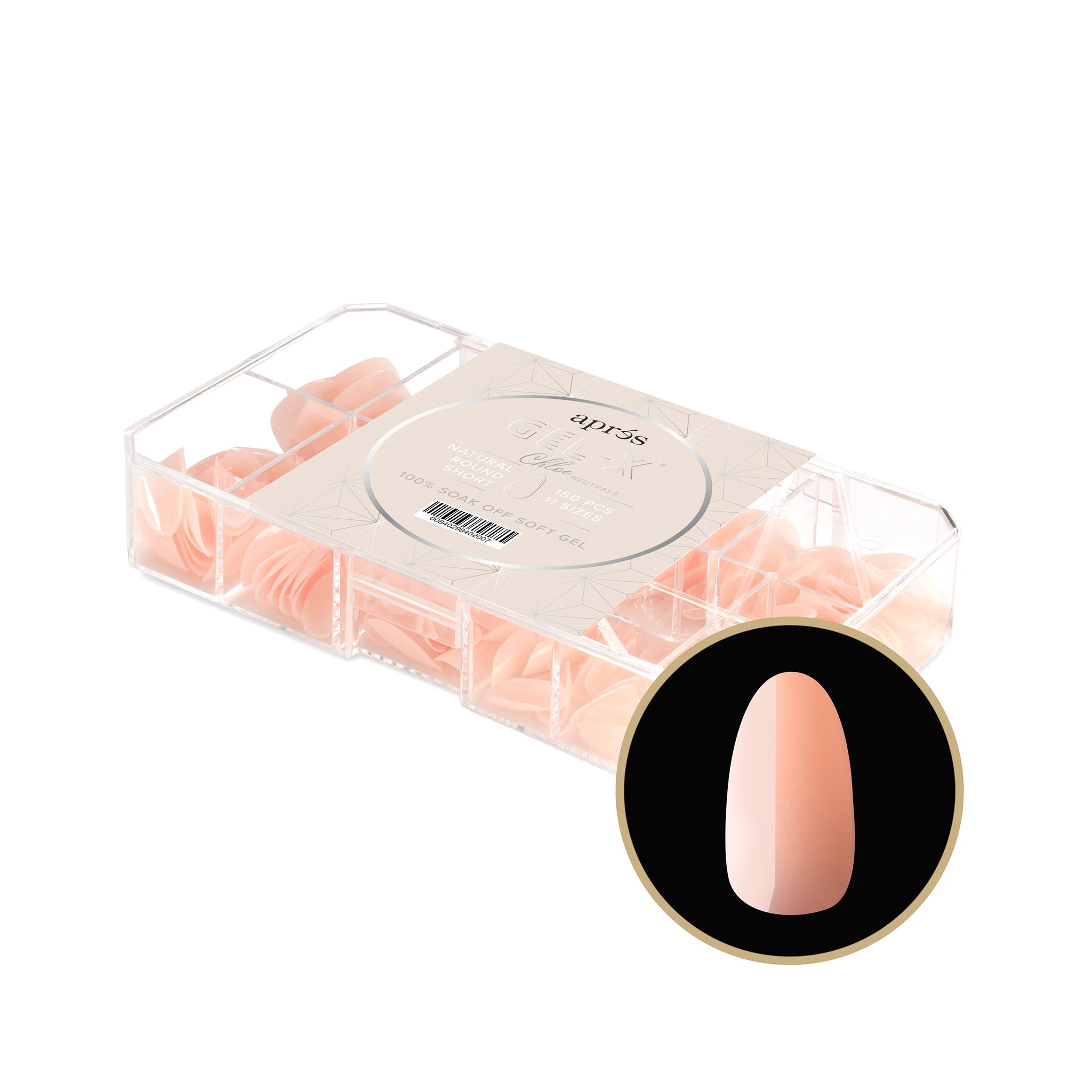 Apres Gel X Tips 2.0 - Natural Round Short Nail Extensions (150 Pcs) | Professional Salon Quality Press-On Nails for Manicure & Pedicure | Perfect for Weddings, Parties & Everyday Wear