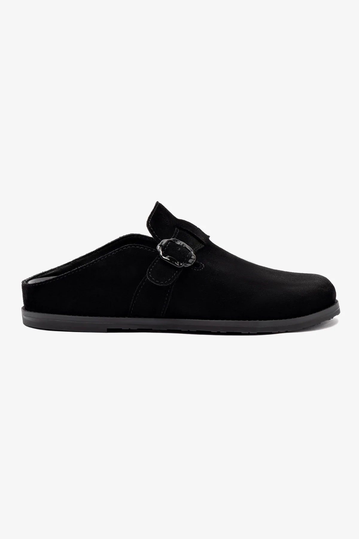 Milan Clog Women's Slip-On Shoes - Black Suede Comfortable Loafers for Casual Wear & Outdoor Walking