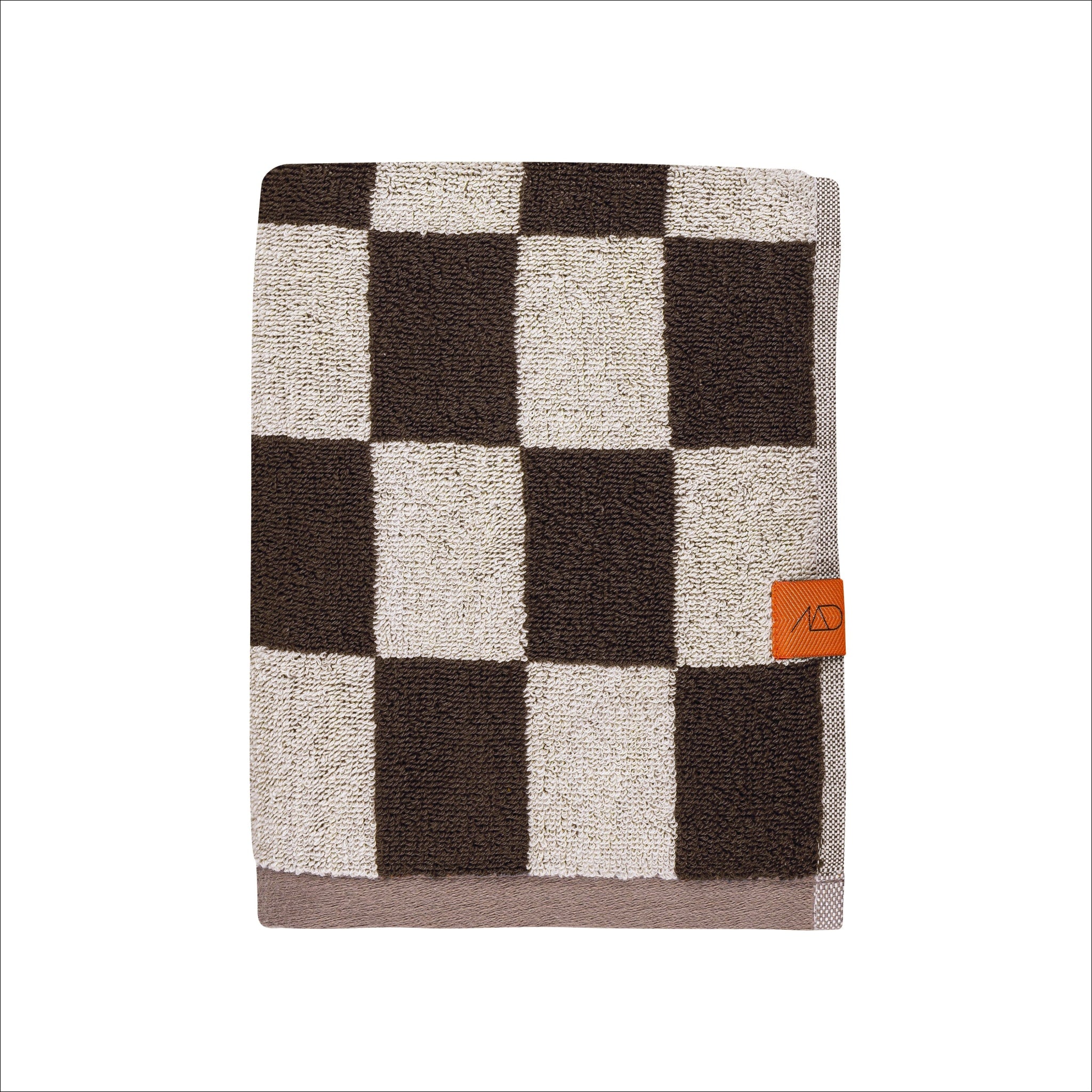 METTE DITMER Vintage Style Organic Cotton Hand Towel 19.7x35.4 Inches - Soft Absorbent Kitchen & Bath Towel for Home, Spa, Gym - Chocolate Brown