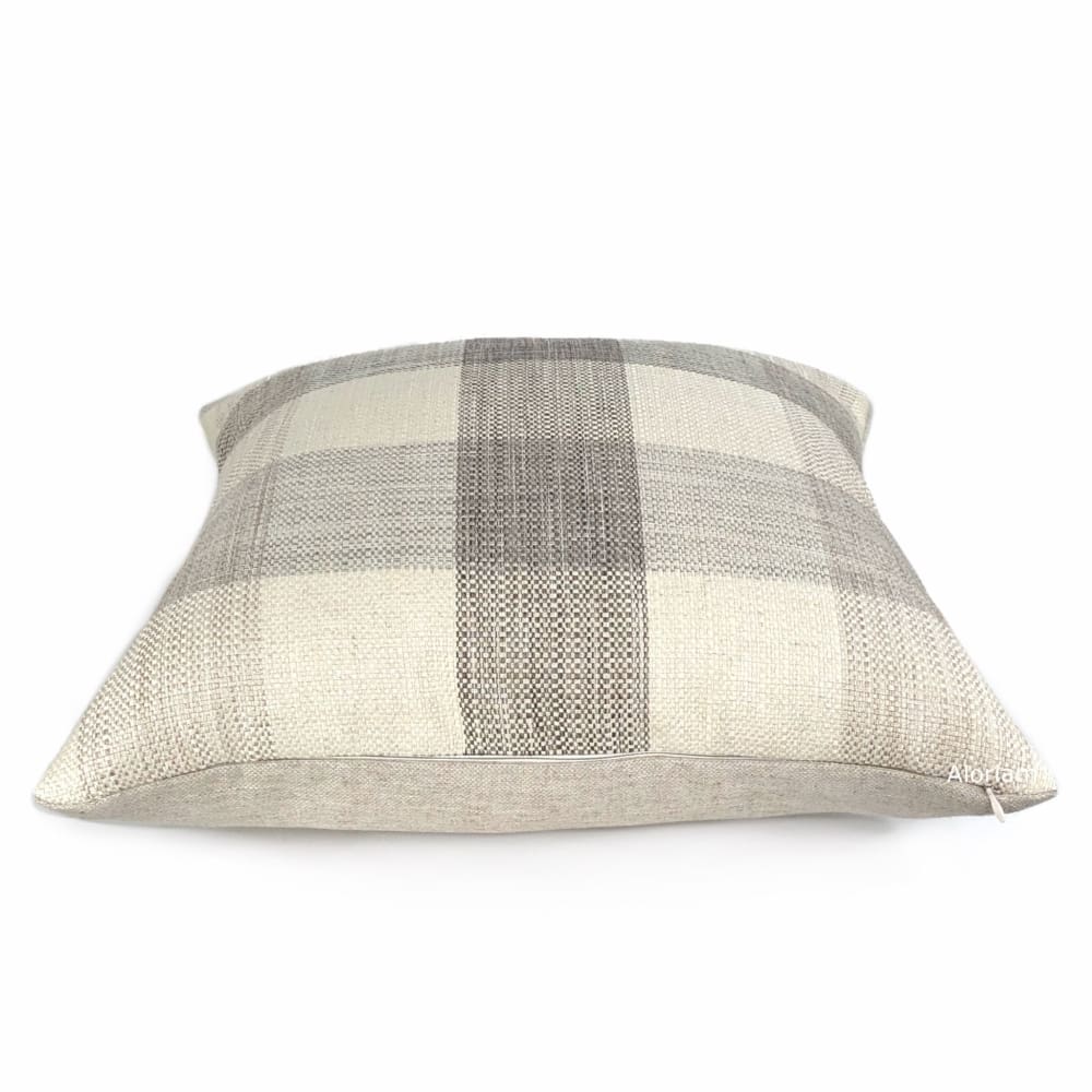 McKinley Cream Beige Brown Buffalo Plaid Pillow Cover - 18x18 Inch Soft Flannel Square Throw Pillow Case - Farmhouse Rustic Home Decor for Couch, Bed, Sofa - Fabric by The Yard Available