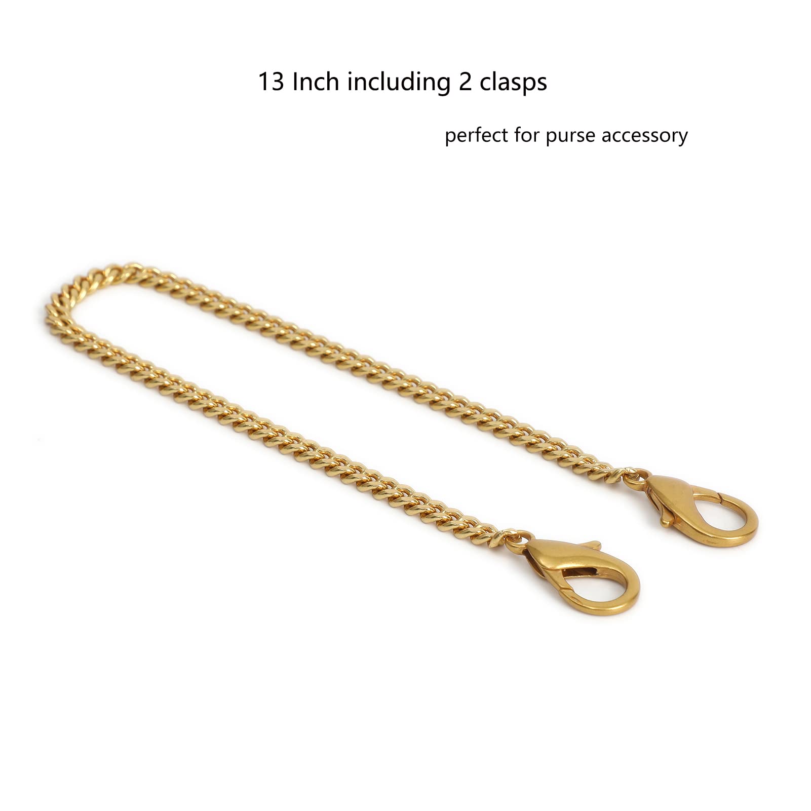 Mini Nice Purse Chain Strap Replacement - Adjustable Handbag Crossbody Shoulder Strap Accessory with Charms (Antique Gold, 13 Inch) - Perfect for Evening Bags, Clutches & Designer Purse Strap Upgrade