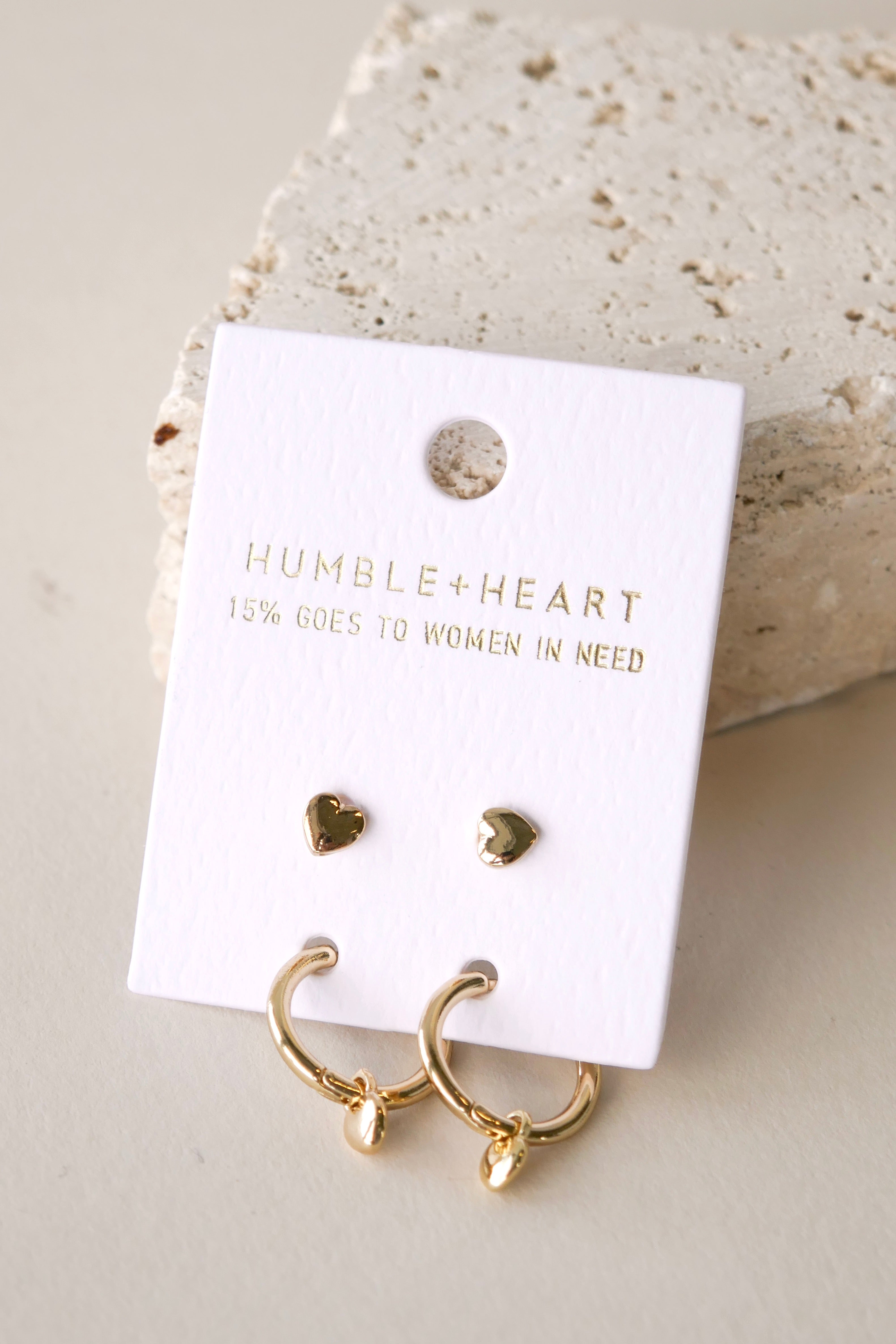 Gold Heart Sleeper Stud Earrings for Women - Dainty & Hypoallergenic - Perfect for Everyday Wear, Gifts & Special Occasions