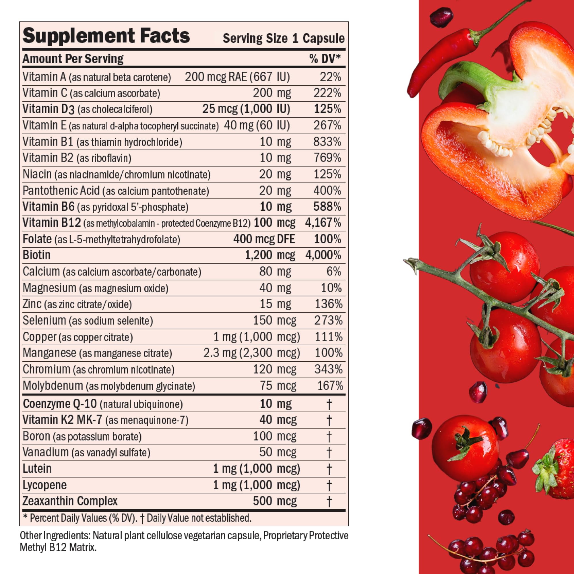 ANDREW LESSMAN Essential-1 Multivitamin with 1000 IU Vitamin D3, 360 Small Capsules - 100mcg Methyl B12, CoQ10, Lutein, Lycopene & Zeaxanthin | High Potency, No Additives, Ultra-Mild | One Daily Capsule for Immune Support & Eye Health | Perfect for Busy Adults & Active Lifestyles