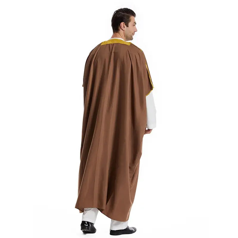 Premium Middle Eastern Arab Men's Sheikh Bisht - Traditional Embroidered Robe for Weddings, Festivals & Special Occasions