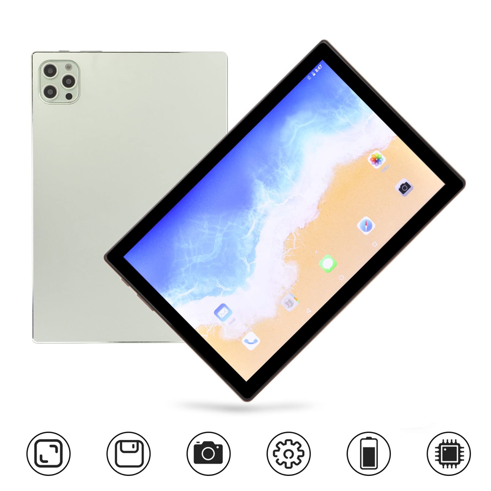 10.1 Inch Android Gaming Tablet - 256GB ROM, 10GB RAM, WiFi & 4G LTE Dual SIM - 3200x1440 HD Display - Light Green - Perfect for Mobile Gaming, Streaming & Business Use