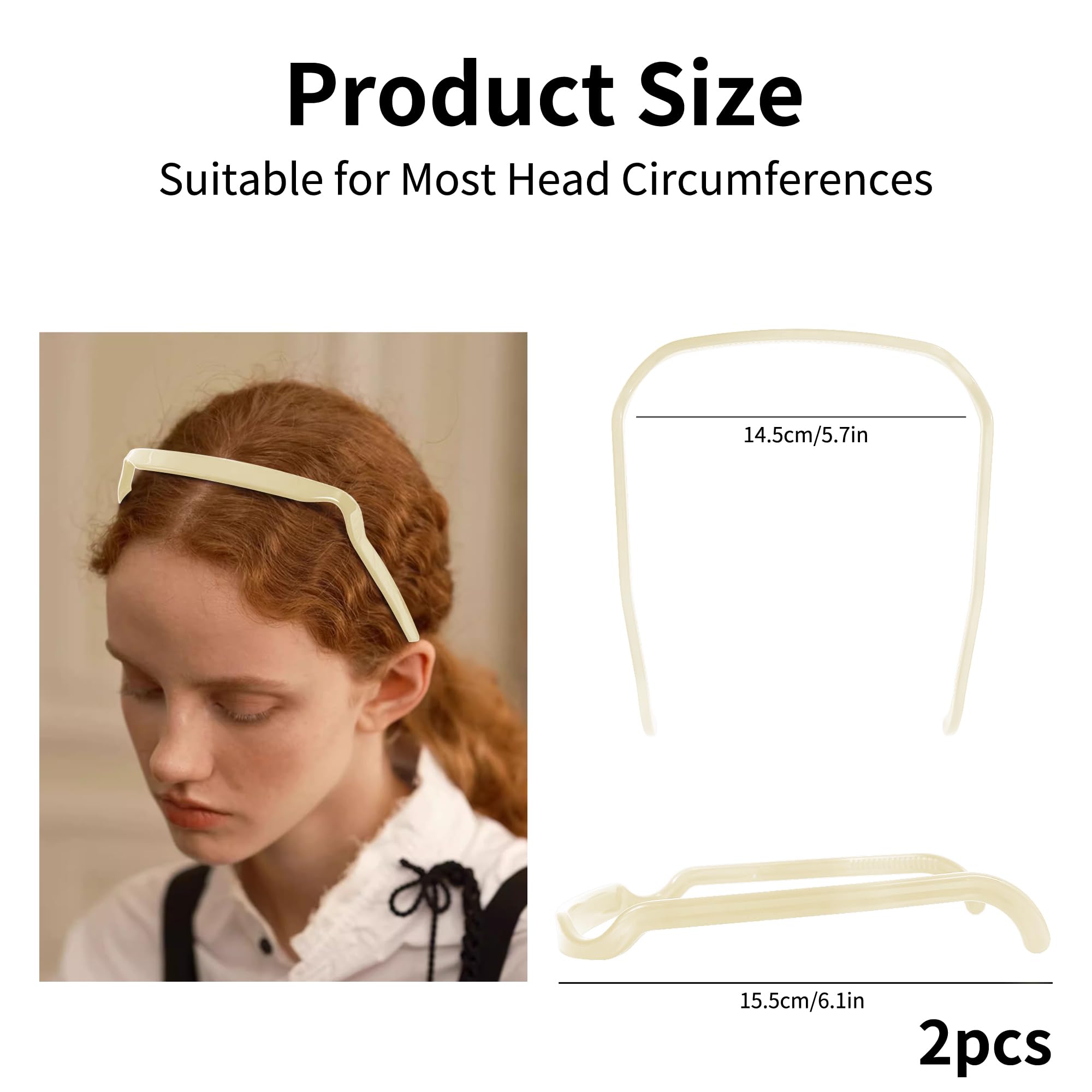 2PCS Square Invisible Hairbands for Women & Men - 2024 Curly Thick Headbands, Medium to Large Hair Bands for Curly Hair Styling & Fixing | Perfect for Workouts, Office, and Everyday Hair Accessories