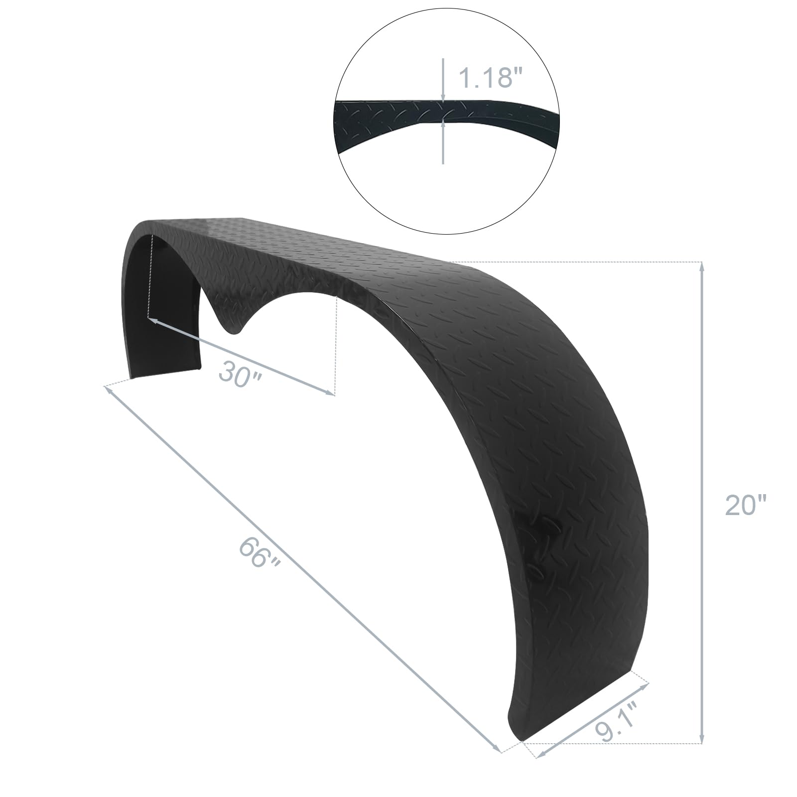 GARVEE 2-Pack Heavy Duty Steel Trailer Fenders for Tandem Axle Trailers - 66