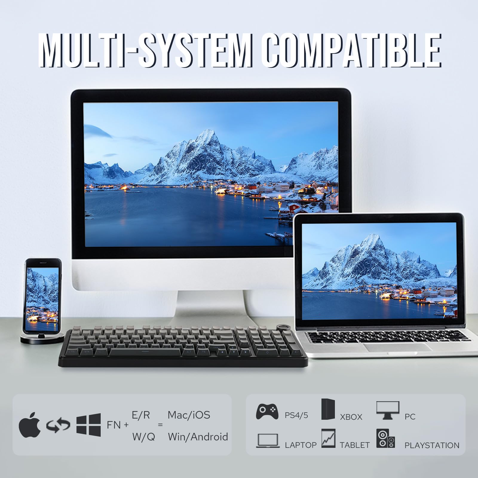 EPOMAKER X Aula F99 PRO Wireless Mechanical Gaming Keyboard - Hot Swappable Custom Keyboard with 8000mAh Battery, RGB Backlit, 2.4GHz/Type-C/BT5.0 Connectivity (Black Gradient) - Perfect for PC Gaming, Office Work & Typing Enthusiasts