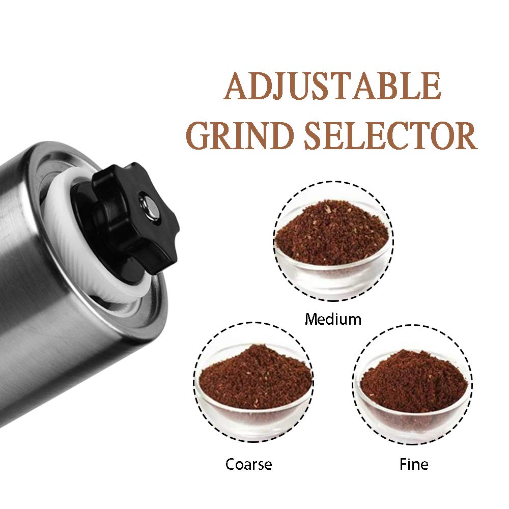 Portable Manual Coffee Grinder - Stainless Steel Adjustable for Home & Travel
