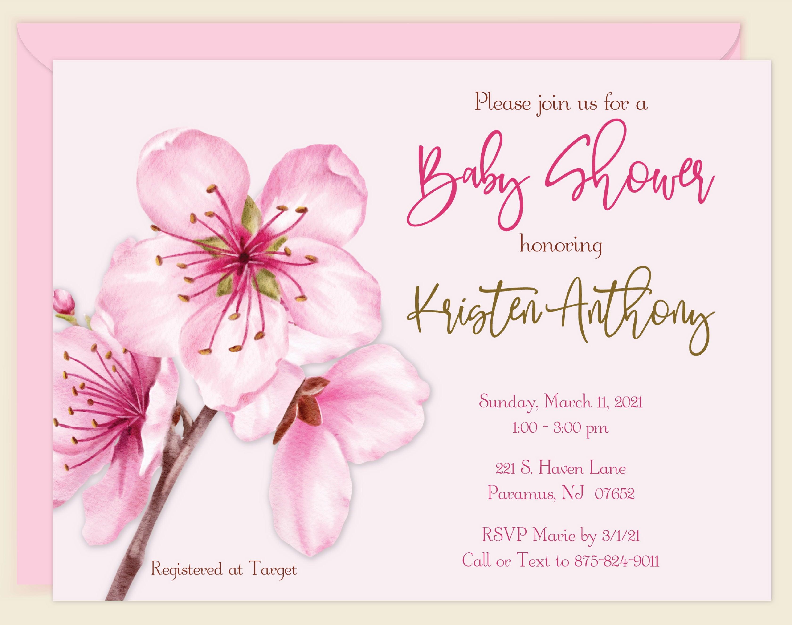 Spring Blossoms Baby Shower Invitation Cards - Floral Baby Shower Invites for Girls & Boys - Perfect for Gender Reveal, Baby Announcements & Nursery Decor