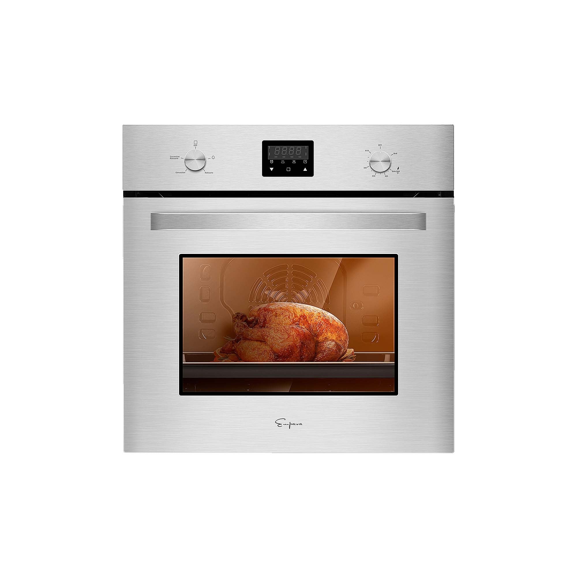 Empava 24 Inch Stainless Steel Single Natural Gas Wall Oven - 24WO09 | Professional Built-In Kitchen Appliance for Baking, Roasting & Cooking