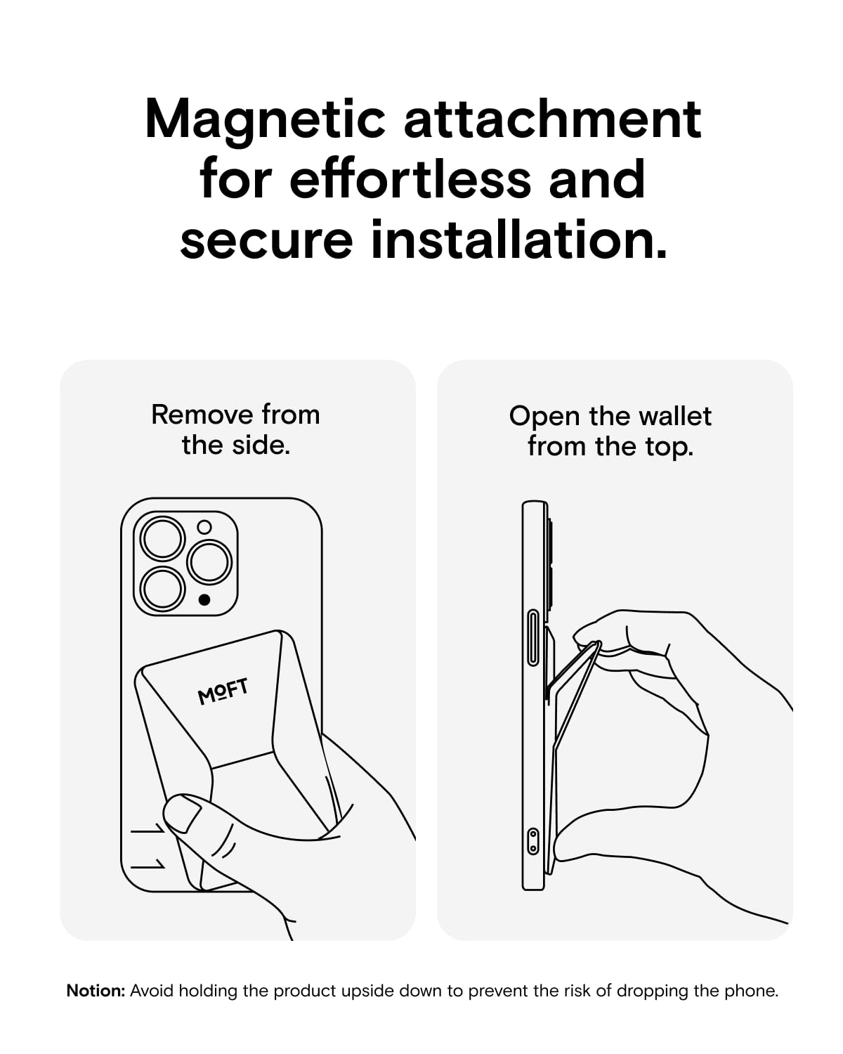 MOFT Magnetic Wallet Stand for iPhone 16/15/14/13/12 Series - Adjustable Angle, MagSafe Compatible Phone Holder with Card Slot - Jet Black - Perfect for Work, Travel and Hands-Free Viewing