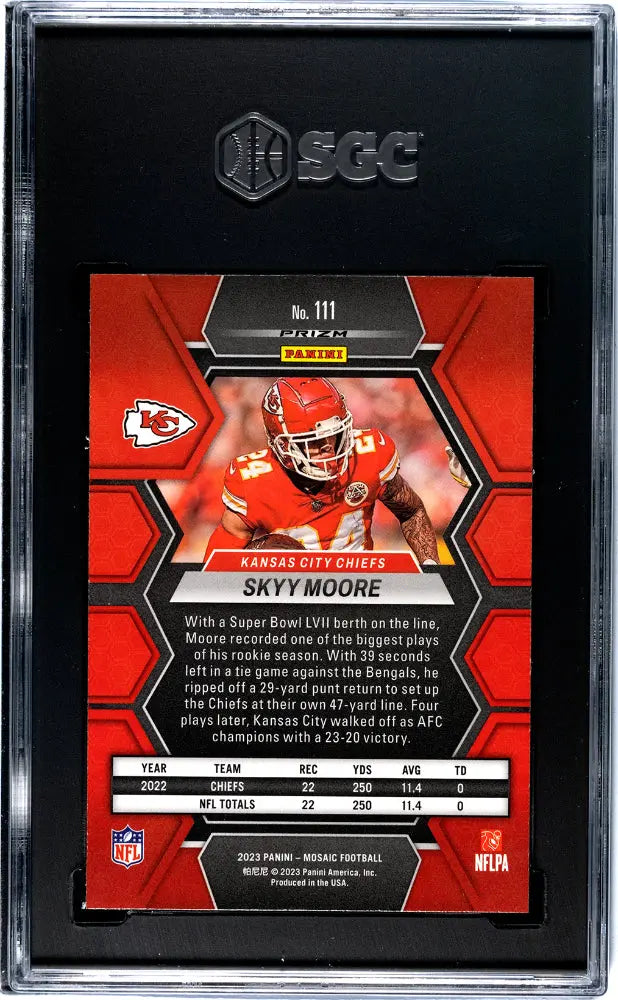 2023 Panini Mosaic Football Sky Moore Genesis Prizm SGC 9.5 Graded Rookie Card - Collectible Sports Memorabilia for Football Fans and Card Collectors - Perfect for Display, Investment, and Trading