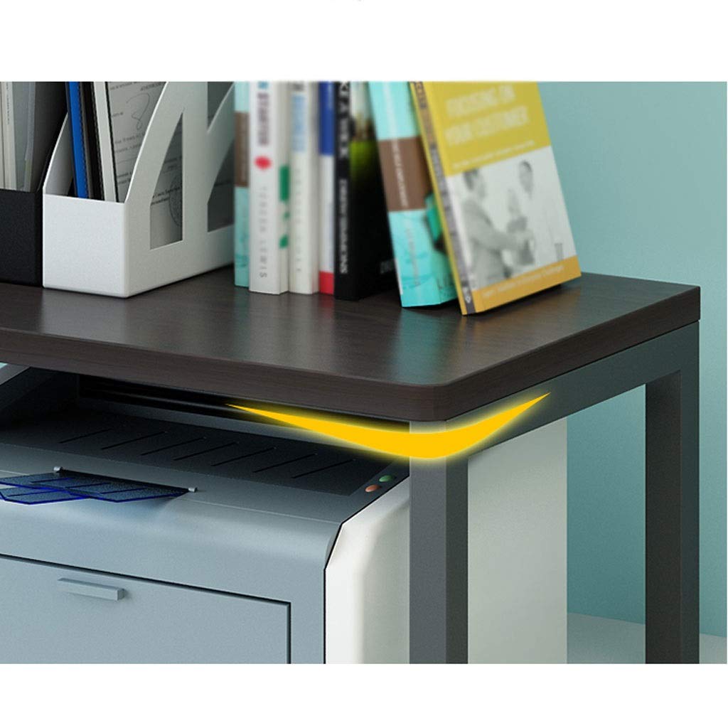 2-Tier Metal Printer Stand for Desktop - Heavy Duty Fixed Frame with Side Support for Office Fax Machine & Home Printer - Space Saving Desk Organizer (Gray) - Perfect for Home Office & Workspace Organization