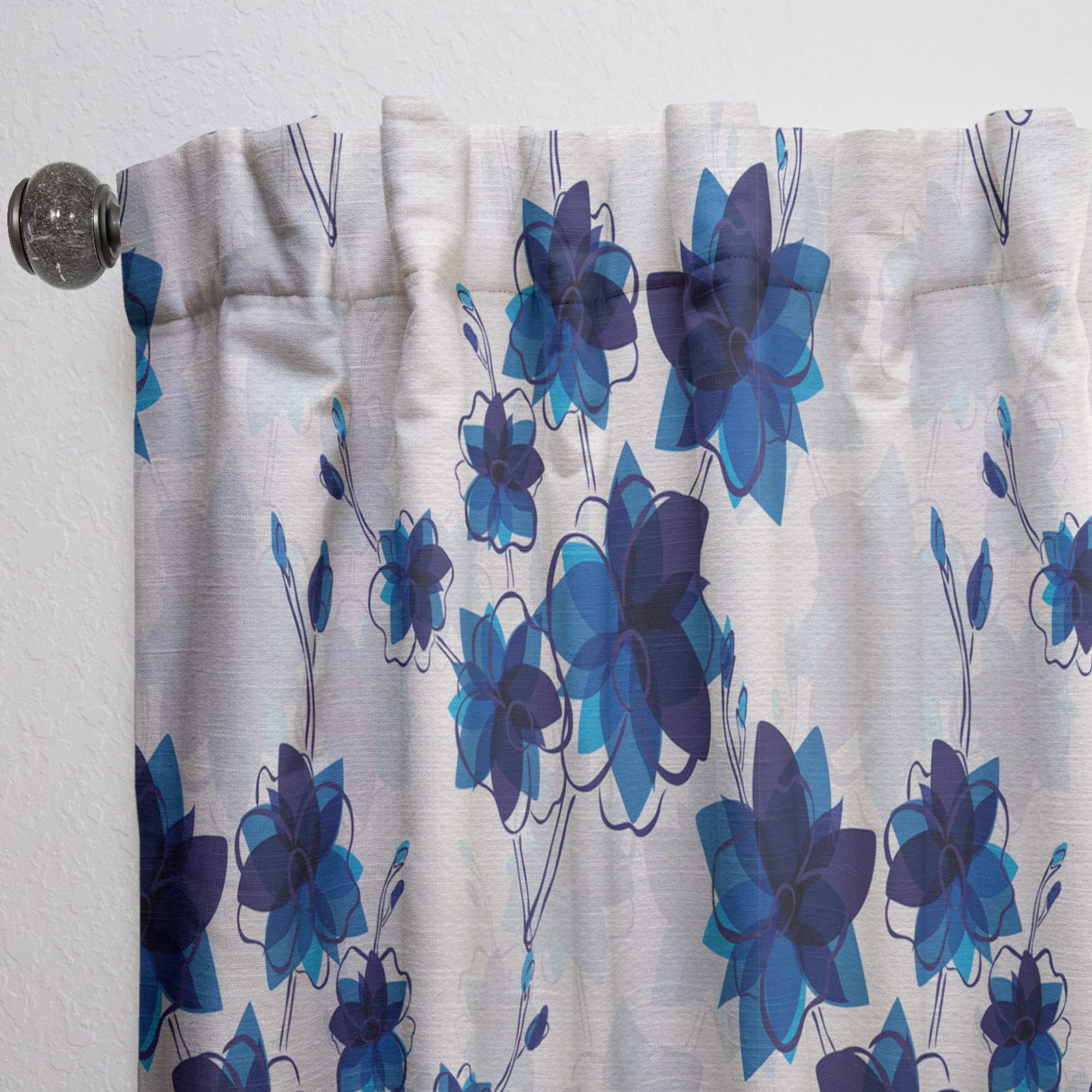DesignQ Abstract Blue Floral Print Thermal Insulated Curtain Panel - 52x108 Inches - Bedroom & Living Room Window Drapes - Energy Efficient Room Darkening Curtains for Home Decor