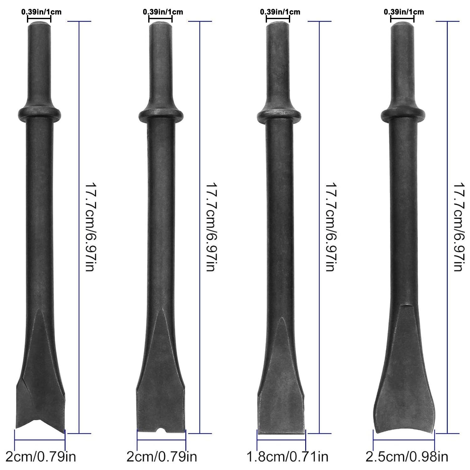 8 PCS Air Hammer Chisel Bits Set for 150/190/250 Air Hammer - Masonry & Concrete Demolition Tools - Ideal for Construction, Renovation & Auto Body Work