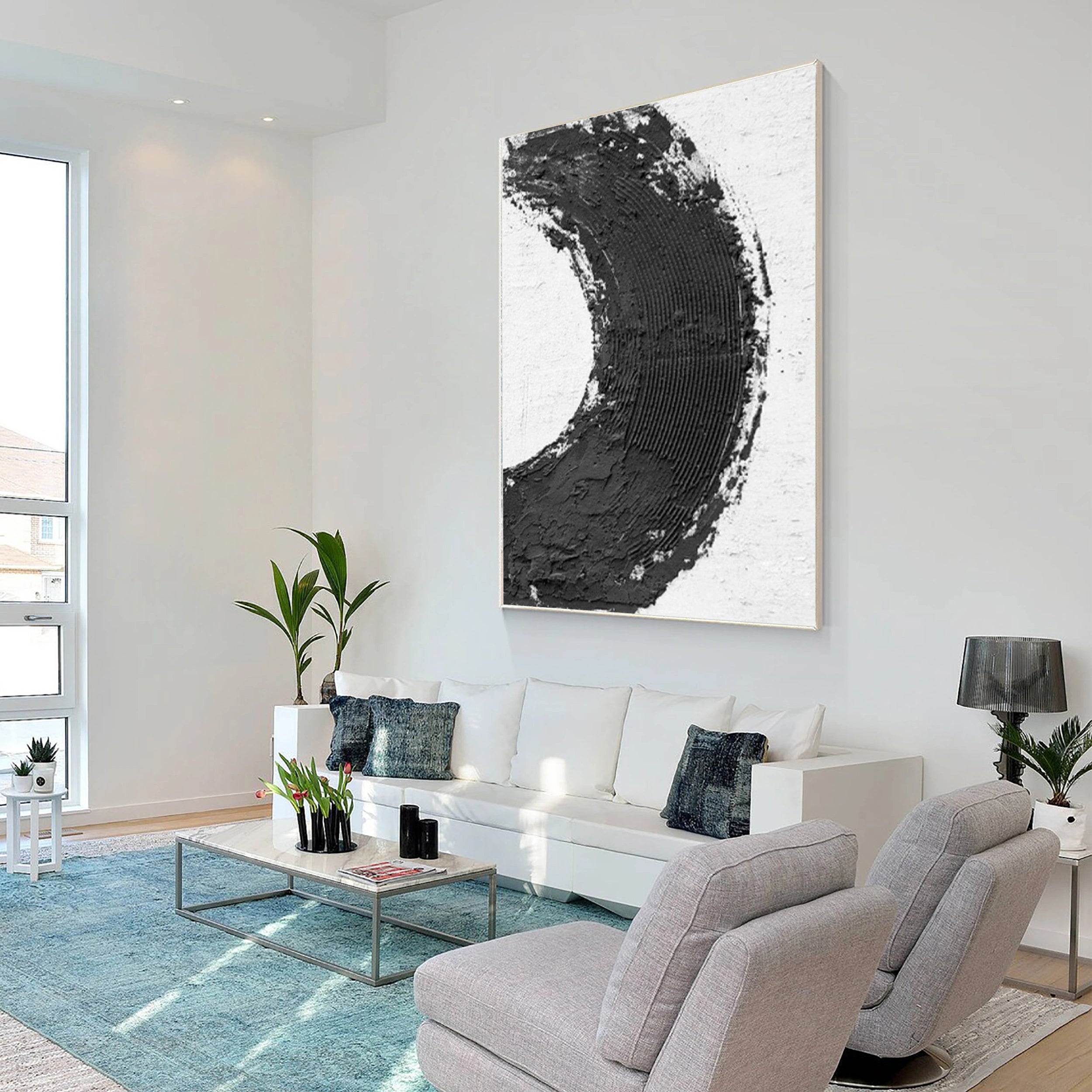Modern Black and White Textured Minimalist Wall Art Print #MZ067 - Perfect for Living Room, Bedroom & Office Decor
