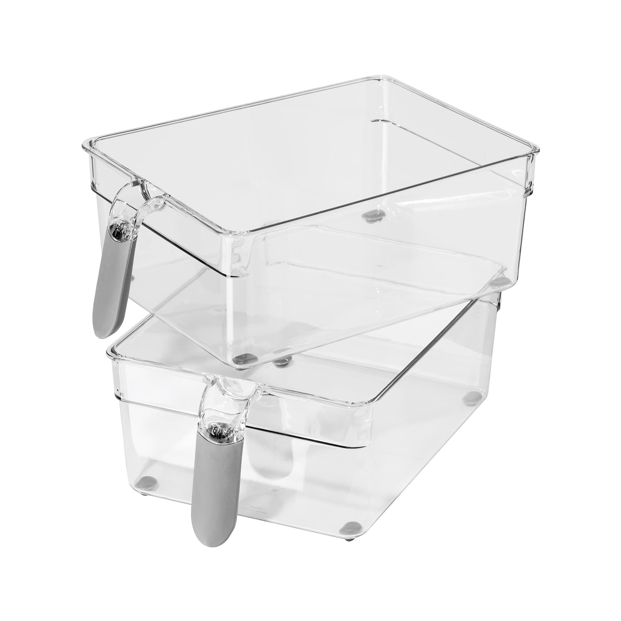 Oggi Set of 2 Clear Plastic Storage Bins with Handles - 11.75