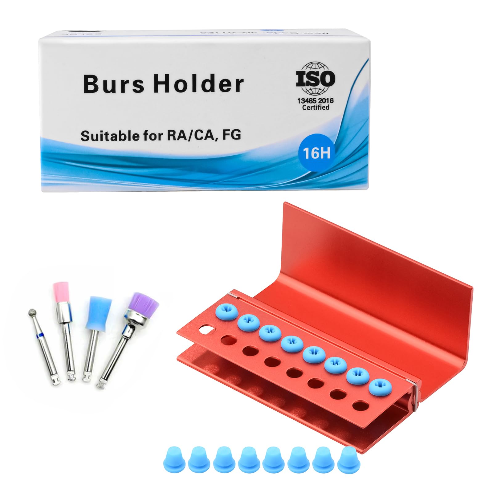 3PCS Aluminum Alloy Endo Box with Cover - 16 Hole Bur Holder & Organizer for Dental Tools - Sterilizable Case (Red) - Perfect for Dental Clinics, Labs & Sterilization Storage