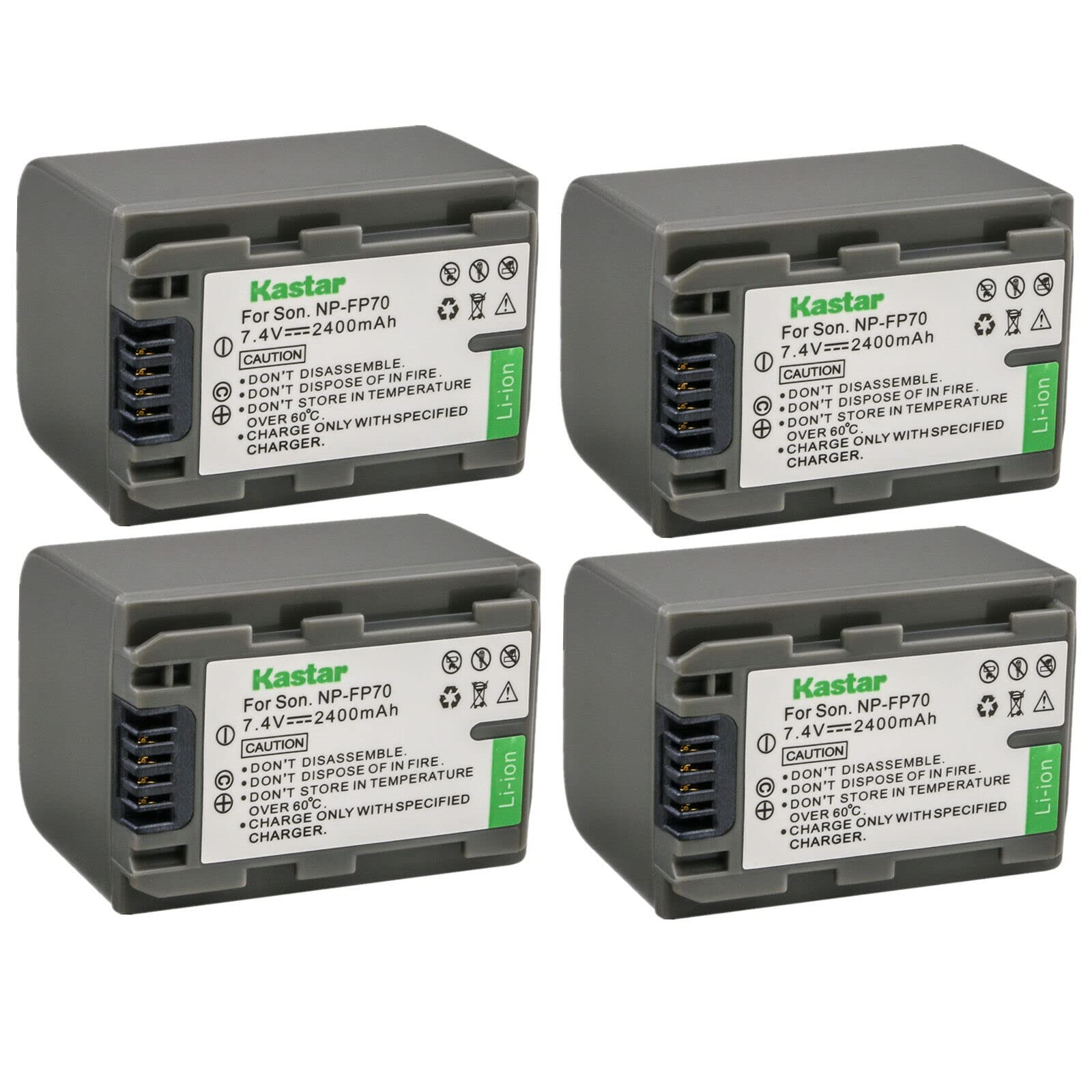 Kastar 4-Pack NP-FP70 NP-FP71 Replacement Battery for Sony Camcorders - Compatible with DCR-HC85, HC94, HC96, SR30-SR100, HDR-HC3 - Perfect for Travel, Vlogging & Home Video Recording