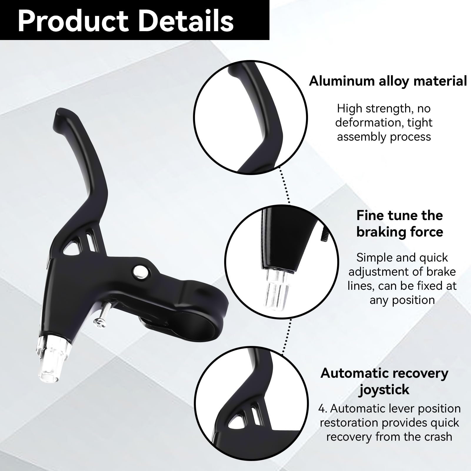 Universal Aluminum Alloy Bike Brake Levers - 1 Pair V-Brake Handlebar for Mountain, Road, BMX Bikes (2.2cm Diameter, Black) | Durable Braking Solution for Cycling Commuting & Off-Road Adventures