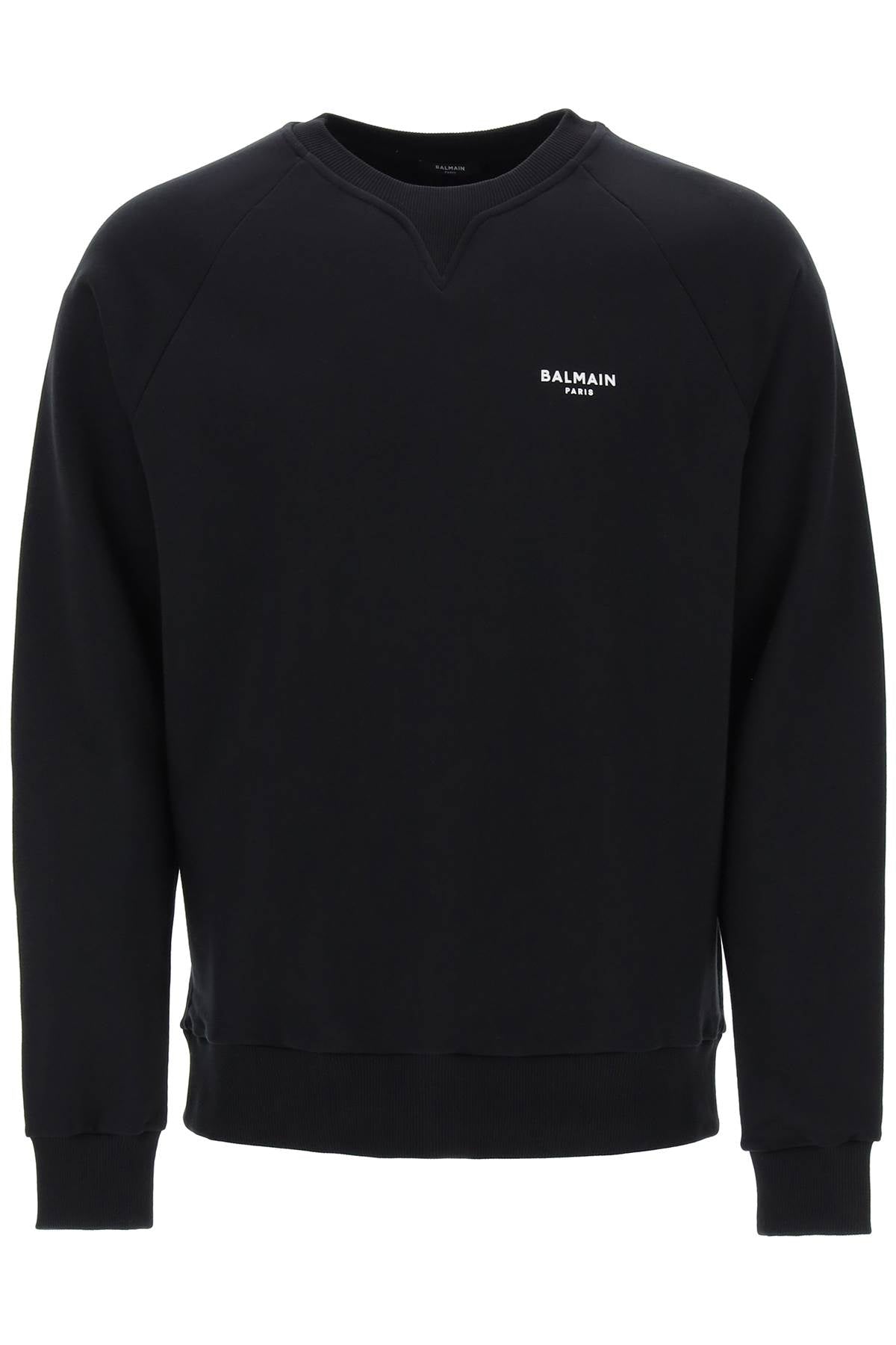 Balmain Crew Neck Sweatshirt with Flocked Logo - Stylish Men's & Women's Casual Pullover for Everyday Wear & Street Fashion