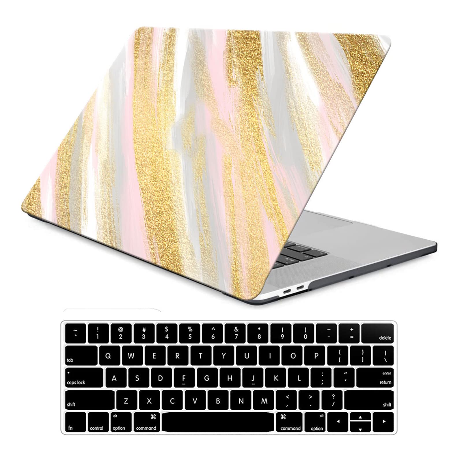 Funut MacBook Air 13 inch Case (2021/2020/2019/2018 Release) - Hard Plastic Shell Cover with Keyboard Protector for M1 A2337/A2179/A1932 Models - Pink Marble Design - Perfect for Work, Travel & School Protection