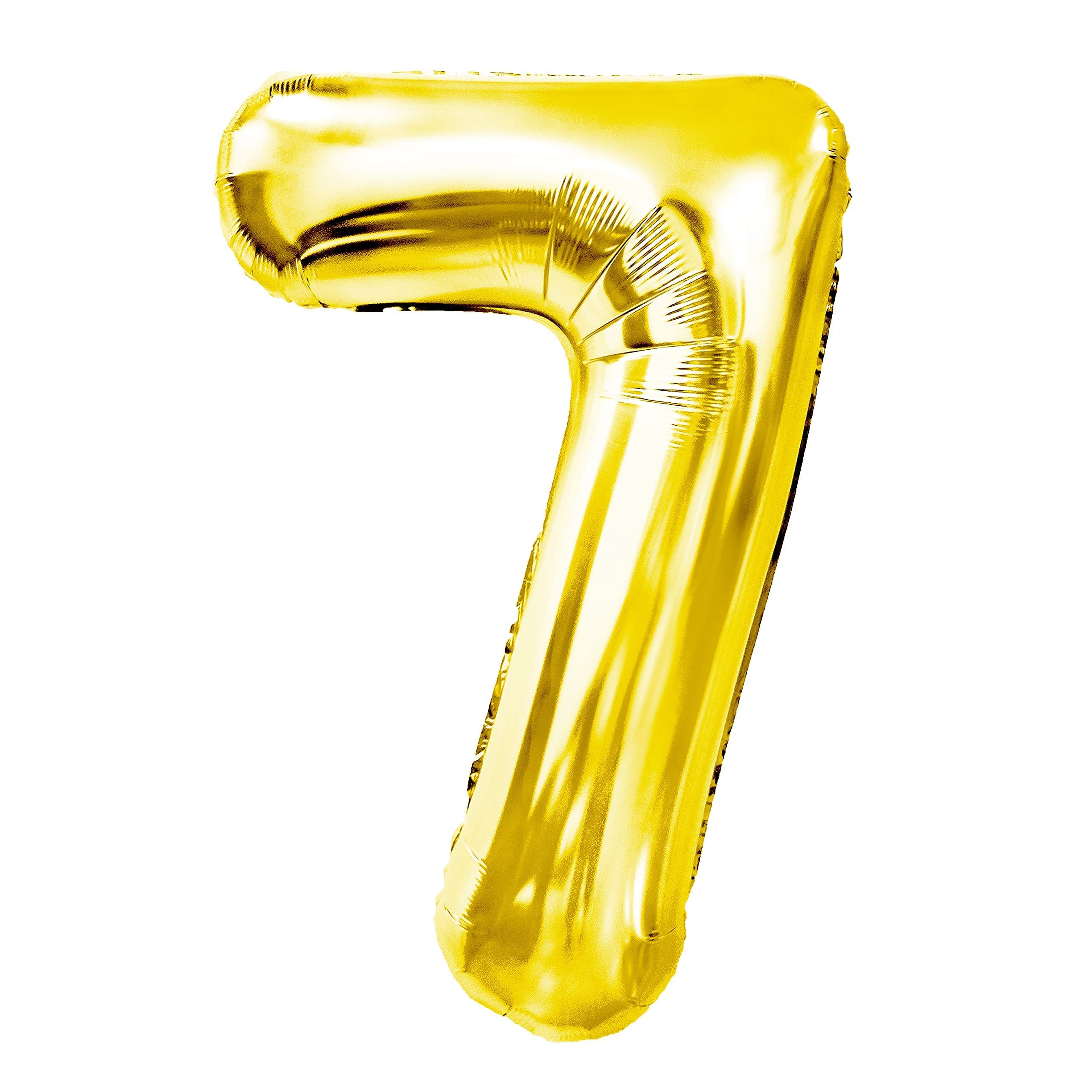 40 Inch Gold Number 7 Foil Balloon - Large KCBOW Birthday Party Decorations for Anniversary, Graduation & Baby Shower Events