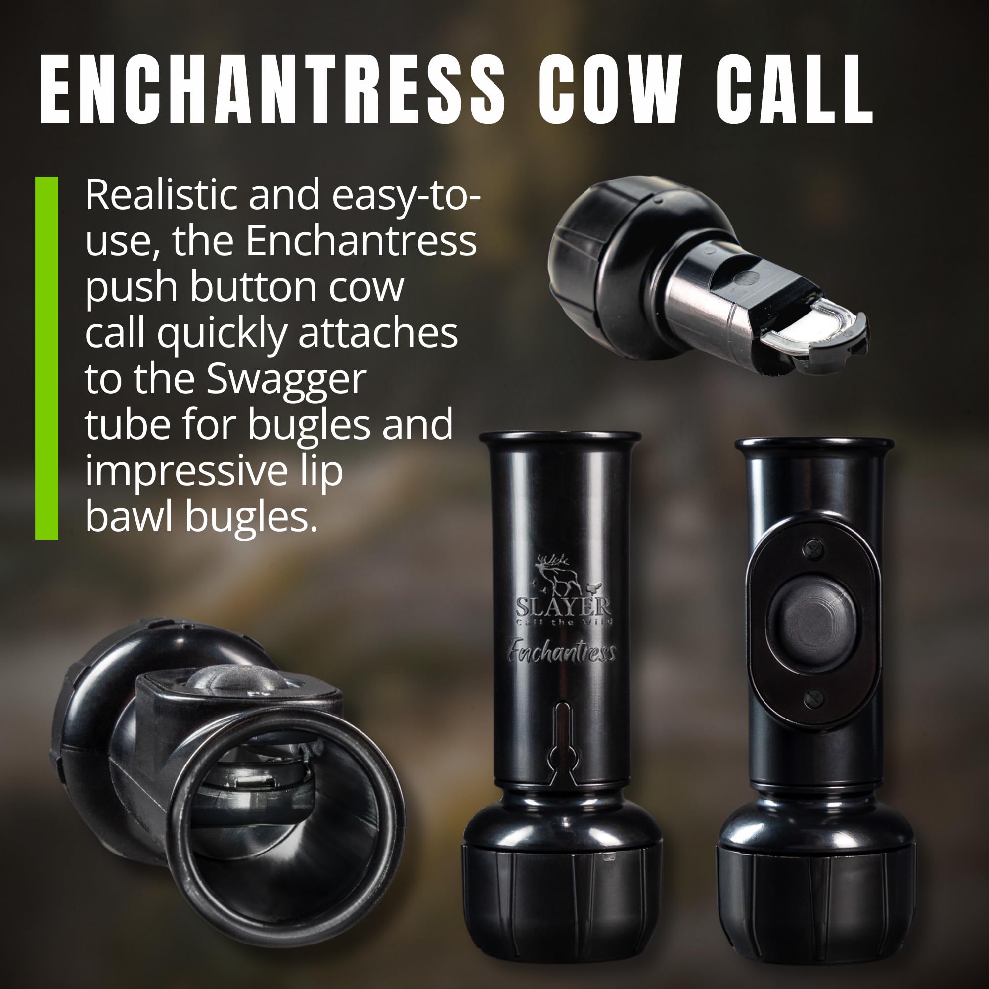 Enchantress Elk Slayer - Push Button Elk Call for Realistic Cow Elk Sounds | Hunting Call & Bugle with Extra Reed | Perfect for Elk Hunting, Wildlife Attraction & Outdoor Adventures
