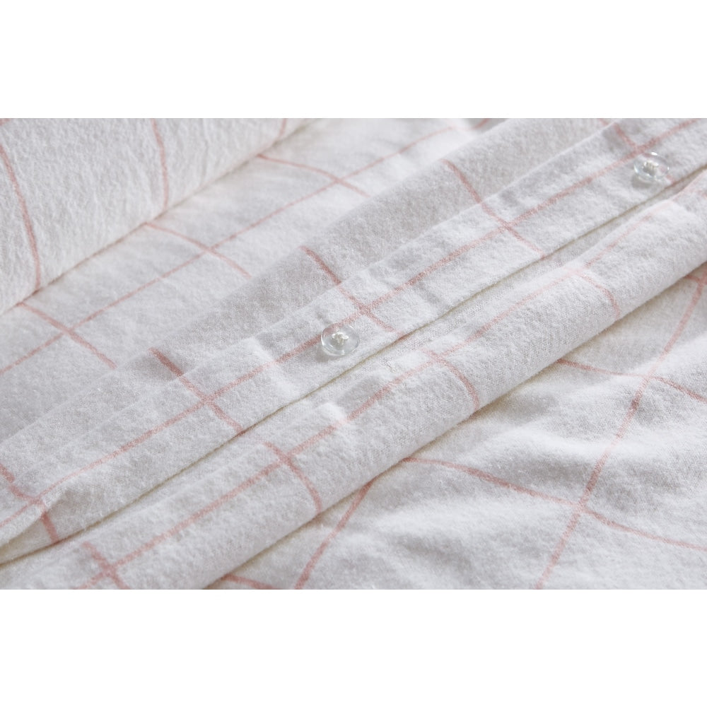 Soft & Breathable 100% Cotton Flannelette Quilt Cover Set - Pink Double Size for Cozy Bedroom Decor | Perfect for Winter Nights & Guest Room Comfort