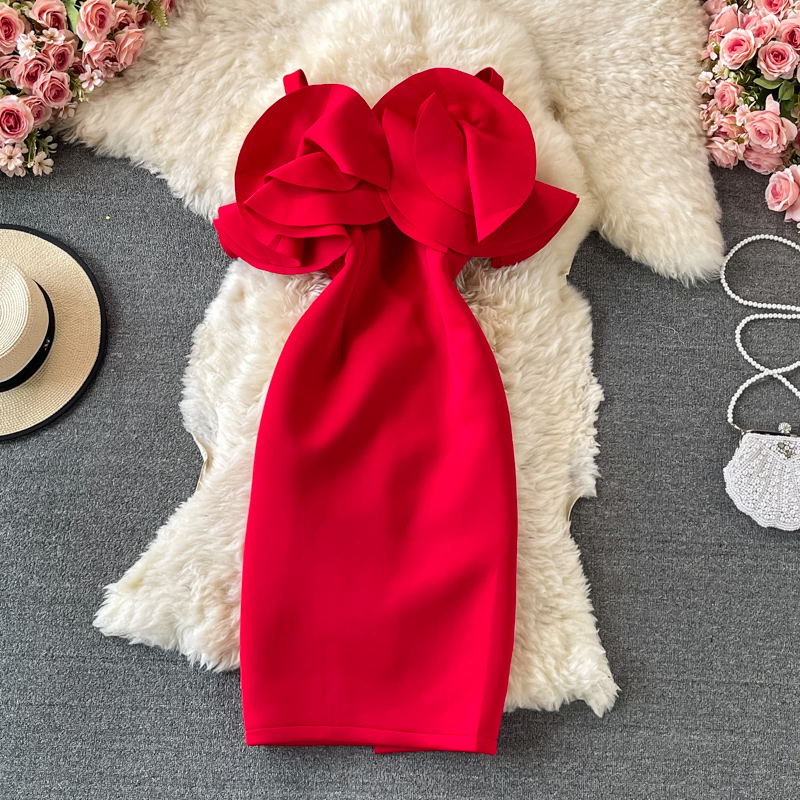 Elegant French Strapless Short Dress - Off Shoulder Sheath Dress for Women | Perfect for Summer Parties, Weddings & Date Nights
