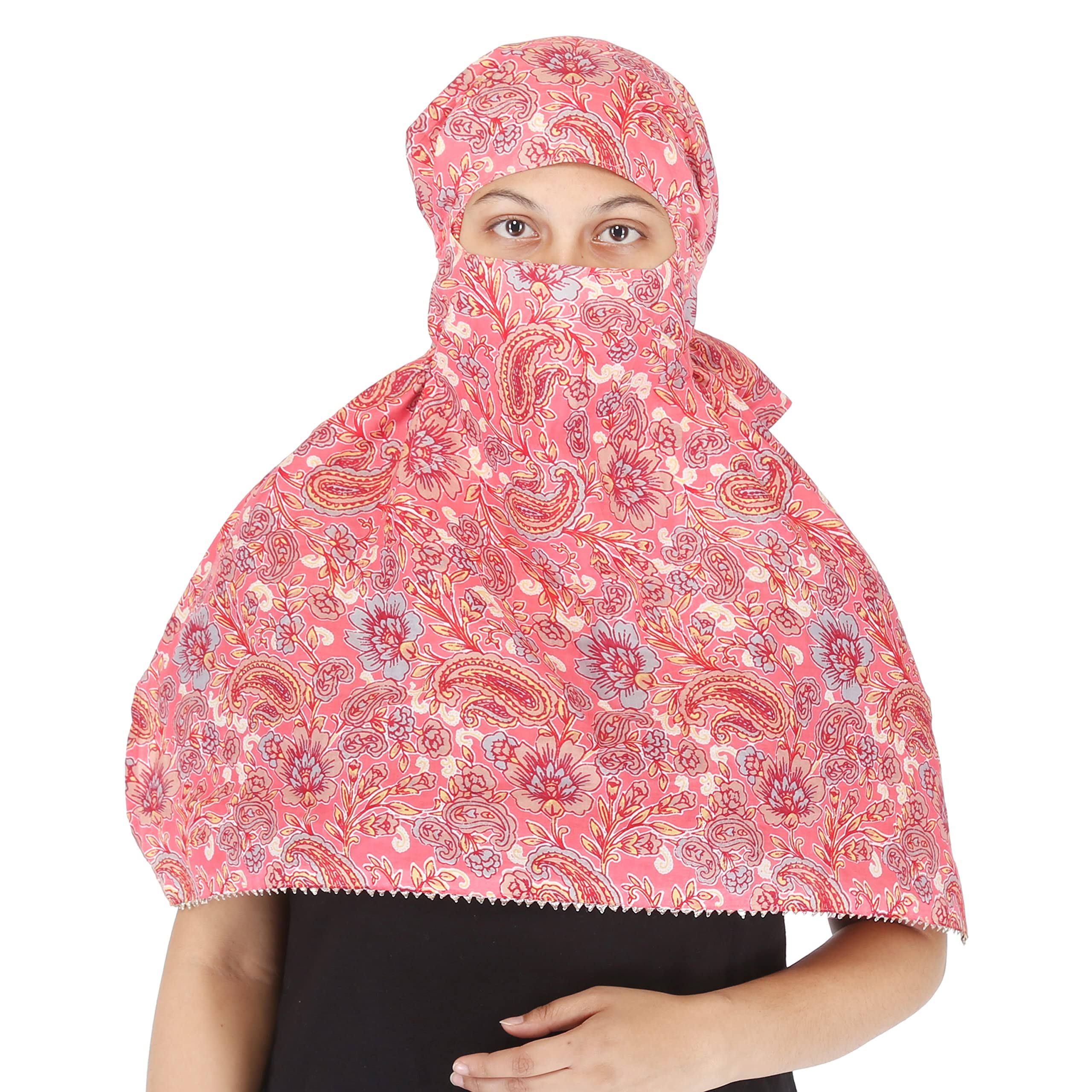 Girl's Scarf and Face Mask 2-in-1 - Soft Cotton Cambric, Ivory - Perfect for School, Travel & Outdoor Activities