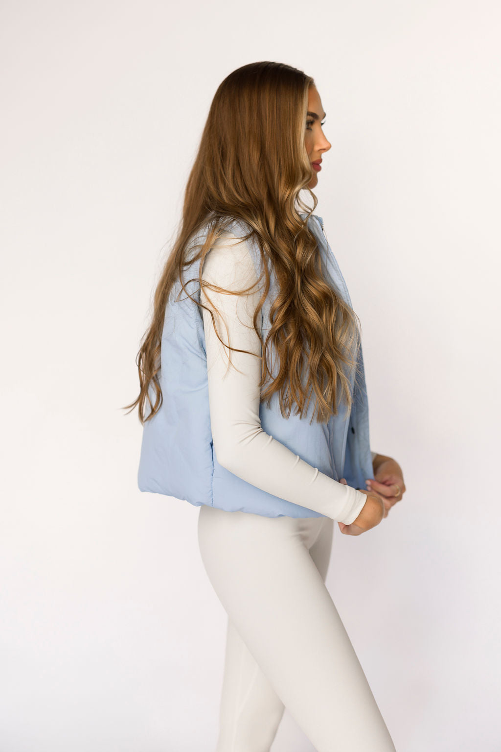 Viv Puffer Vest for Women - Lightweight Warm Baby Blue Quilted Jacket for Outdoor Activities, Hiking & Casual Wear