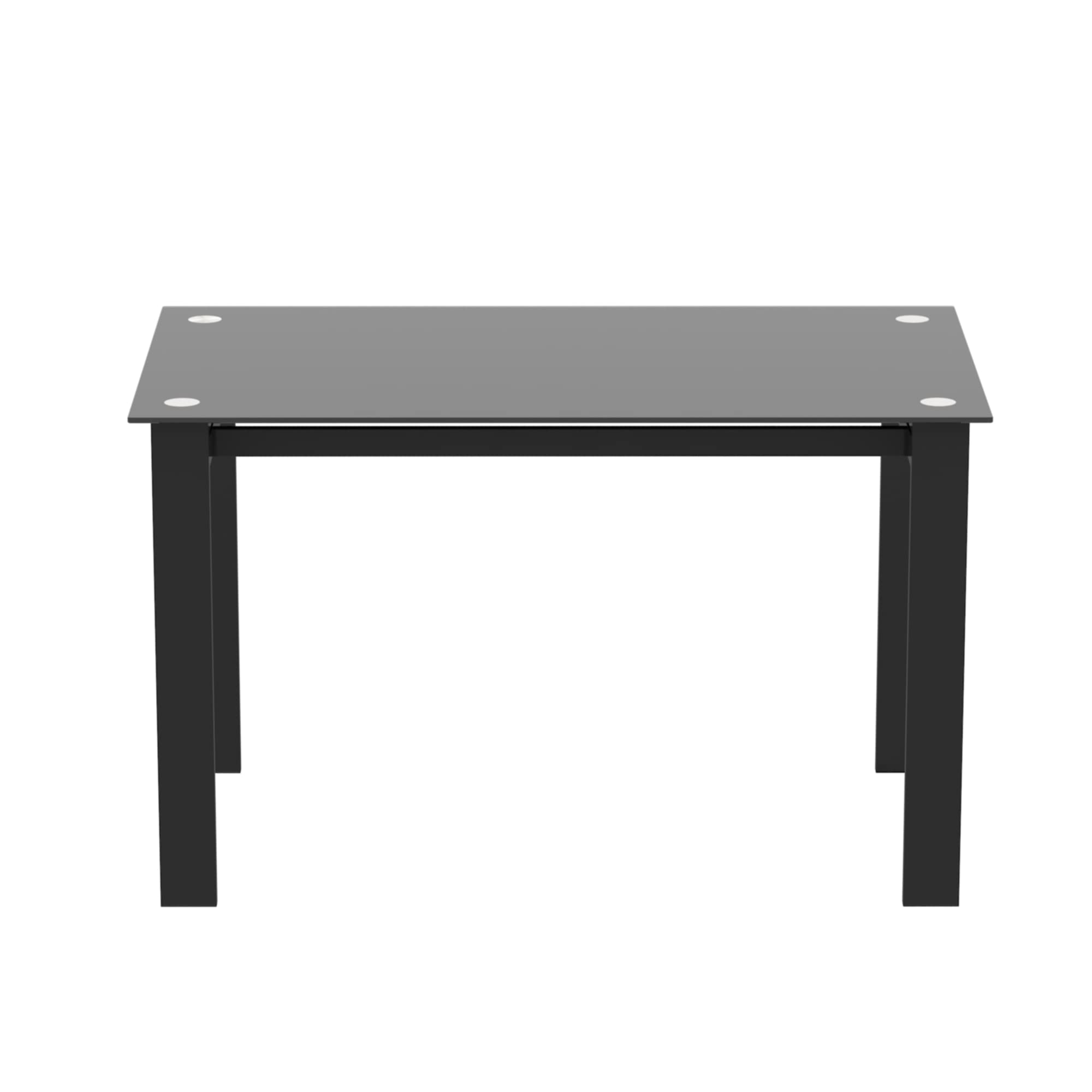 Upgraded 5-Piece Modern Glass Dining Table Set with Faux Leather Chairs & Metal Frame - Tempered Glass Kitchen Table for Small Spaces, Breakfast Nook, Apartment Dining Room