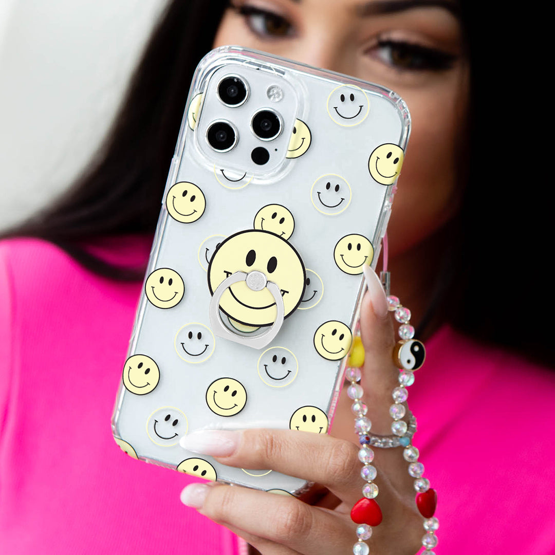 Smiley Face Clear iPhone Case - Cute & Protective Phone Cover for iPhone 13/12/11/Pro/Max - Perfect for Everyday Use, School, Work & Travel