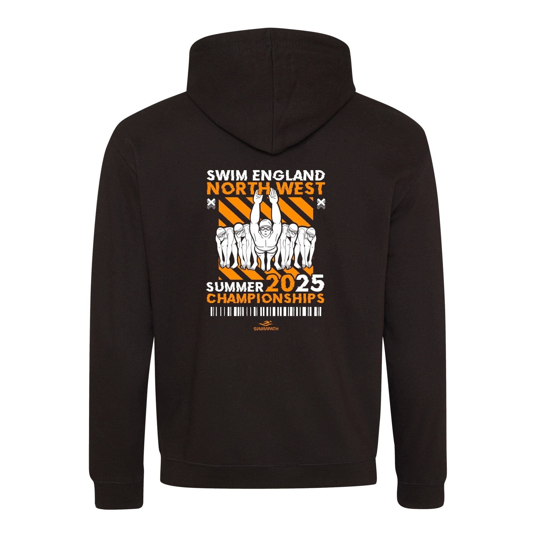 Swim England North West Summer Championships 2025 Hoodie - Jet Black & Orange Crush - Comfortable Swim Team Apparel for Competitions & Training
