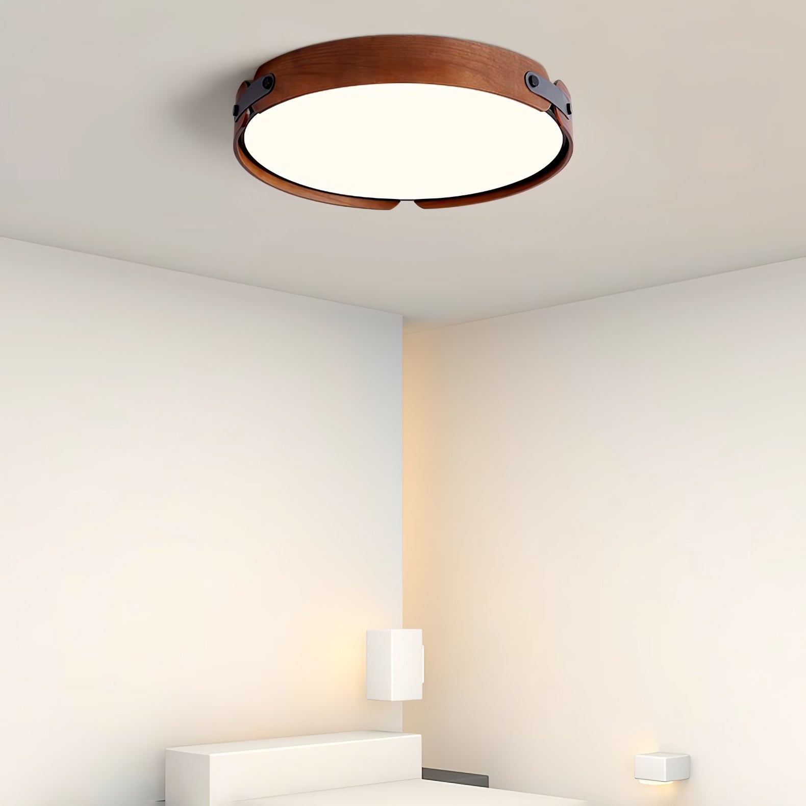 Aiwen Modern Wood Ceiling Light Fixture - Handcrafted Wooden Pendant Light for Living Room, Bedroom, Kitchen & Dining Room - Warm Ambient Lighting for Home Decor