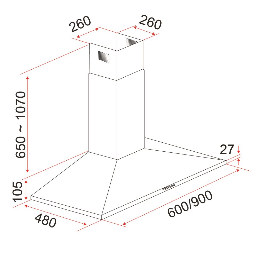 EF CK Mia 90 90cm Stainless Steel Chimney Hood with EF HB AG 130VS A 30cm Built-In Gas Hob - Professional Kitchen Ventilation & Cooking Solution for Home Chefs
