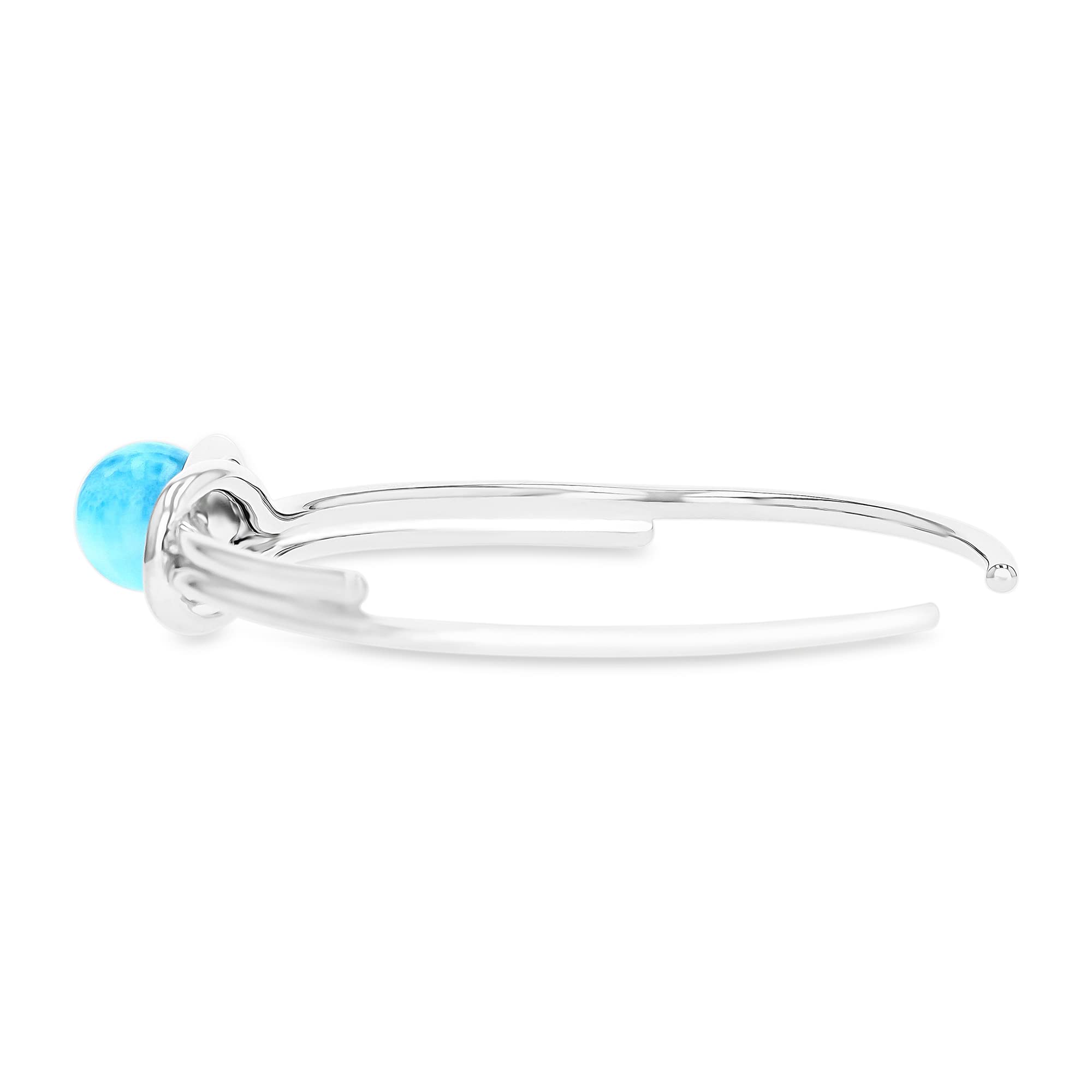 Elegant Sterling Silver Rhodium-Plated Larimar Knot Bangle Bracelet - Perfect for Weddings, Anniversaries & Special Occasions