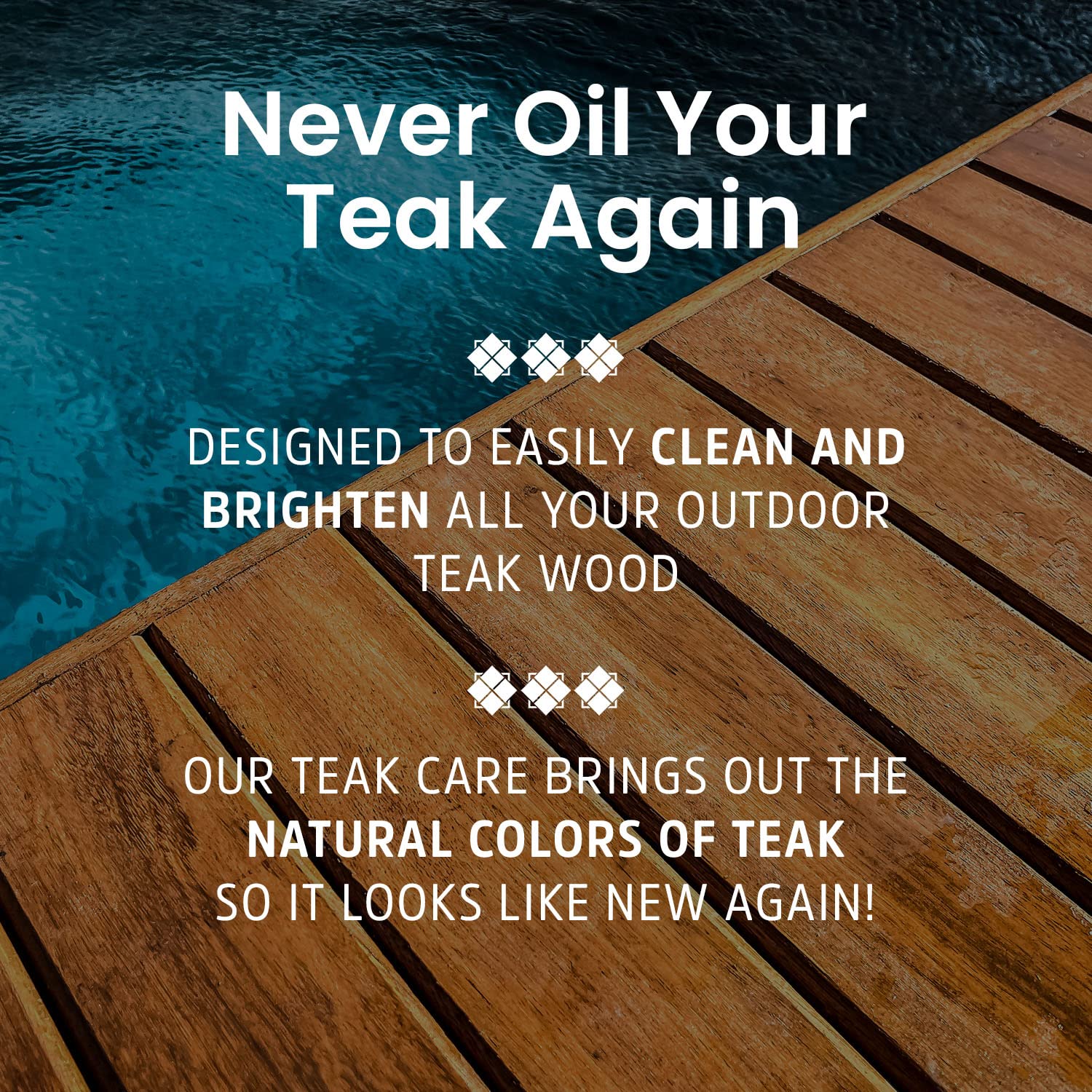 Premium Teak Cleaner and Brightener - Water-Based, Oil-Free Wood Restorer & Protectant for Outdoor & Indoor Furniture - Safe & Easy to Use Teak Sealer & Polisher - 64 oz - Perfect for Patio, Deck, and Garden Wood Care