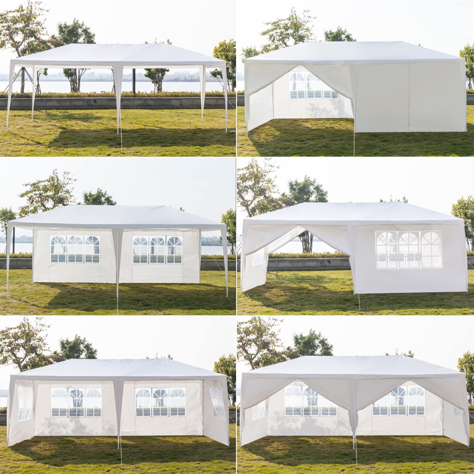 10'x20' Heavy Duty Waterproof Outdoor Party Tent - White Canopy with 6 Removable Sidewalls for Weddings, Events & Backyard Gatherings | Perfect for Garden Parties, BBQ, Picnics & Outdoor Celebrations