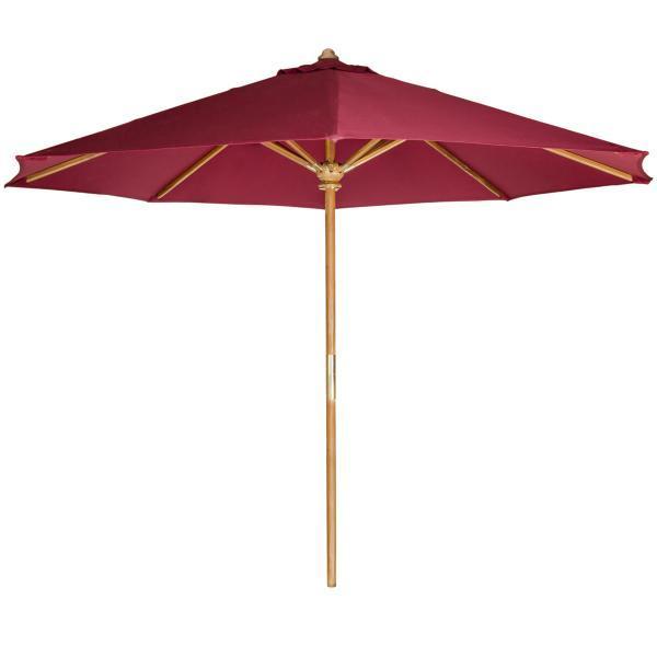 10 ft Teak Wood Market Umbrella with UV-Resistant Canopy - Perfect for Patio, Garden, and Outdoor Dining Areas