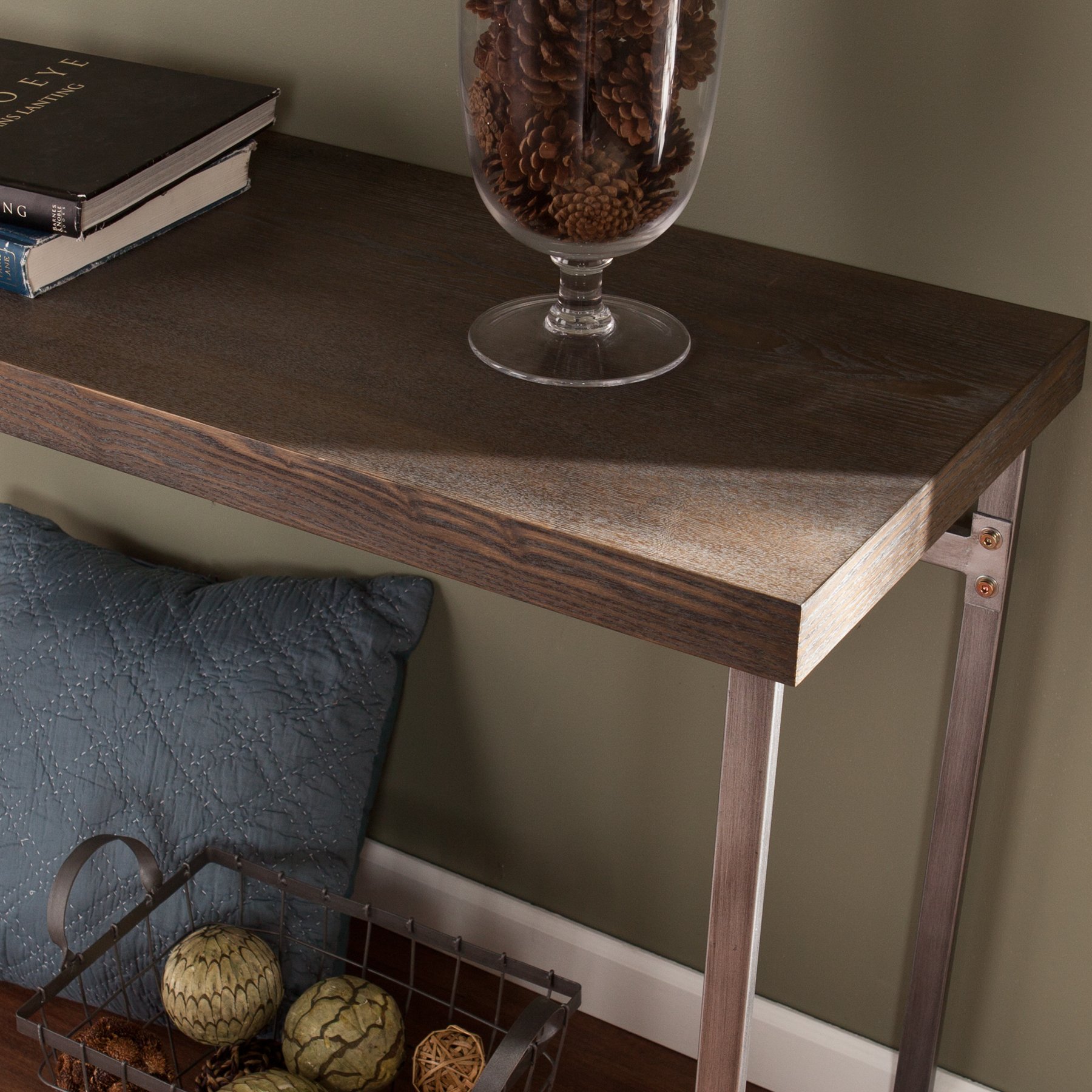 Southern Enterprises Nolan Console Table in Weathered Burnt Oak - Rustic Entryway Table for Hallway, Living Room & Foyer Decor