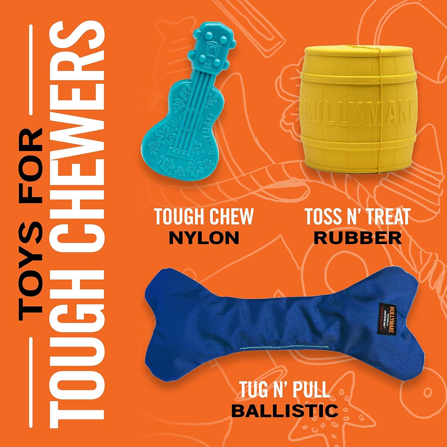 BULLYMAKE Durable Nylon Pretzel Dog Chew Toy for Aggressive Chewers | USA-Made Heavy Duty Dog Toy for Large Breeds | Great for Teething, Boredom & Training Sessions