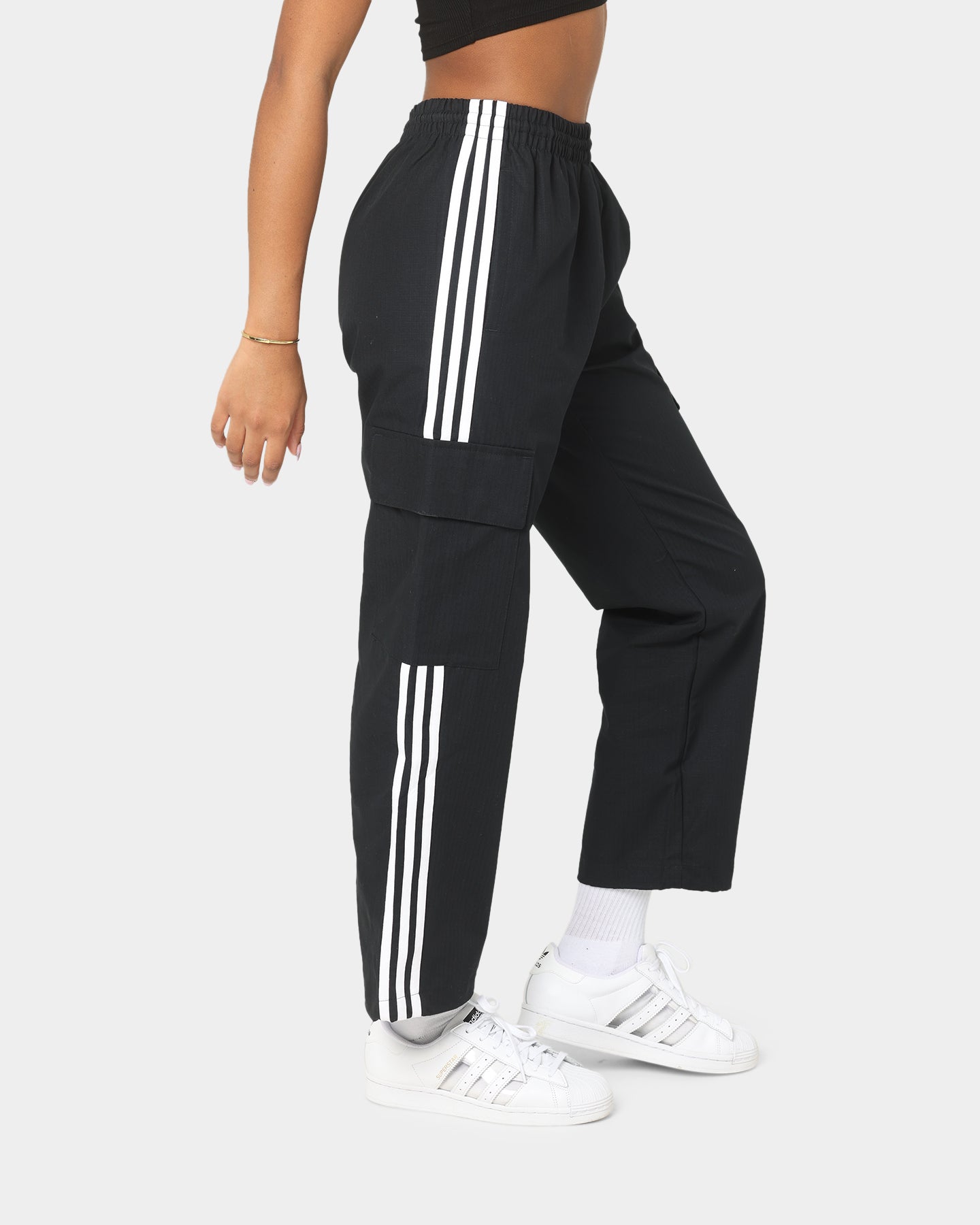 Adidas 3 Stripes Cargo Pants for Men - Black Military Style Joggers with Multiple Pockets | Perfect for Streetwear, Workout & Outdoor Activities