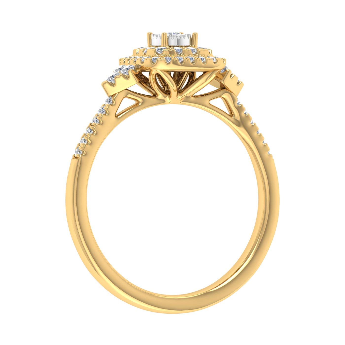 1/3 Carat Cushion Cut Halo Diamond Engagement Ring in 10K Gold - Elegant Wedding Proposal Jewelry for Her