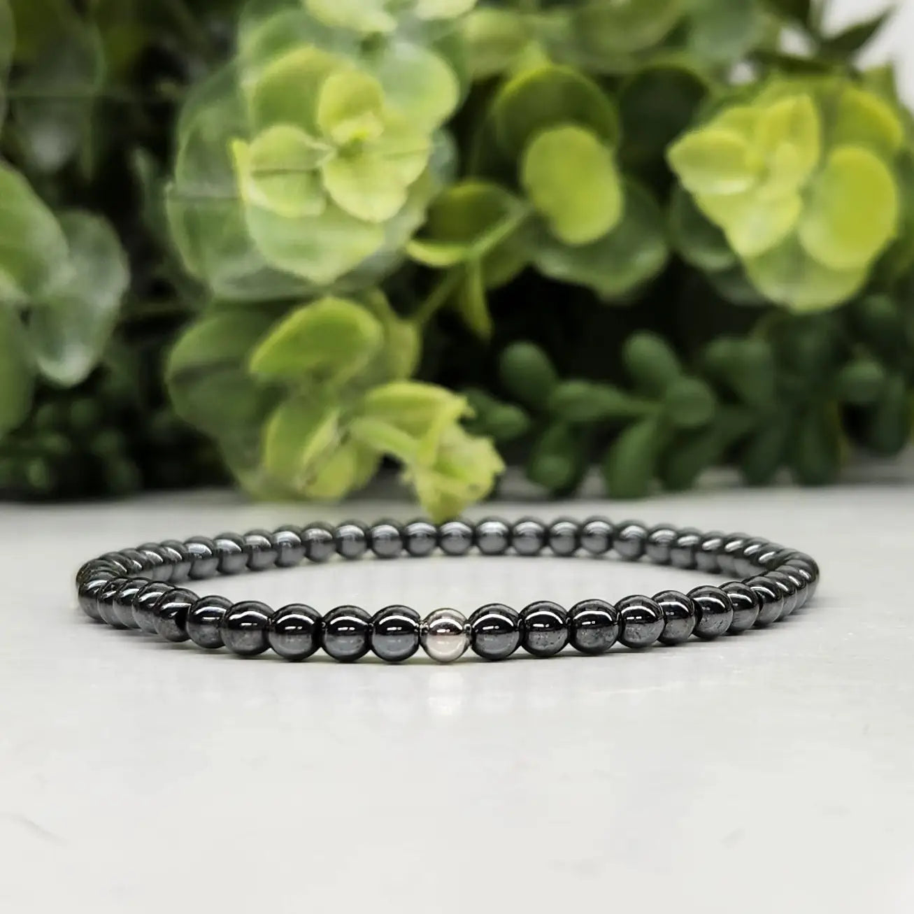 Hematite Smooth Bead Stretch Bracelet for Women - Magnetic Therapy Jewelry for Stress Relief & Energy Balance - Perfect for Yoga, Meditation & Everyday Wear